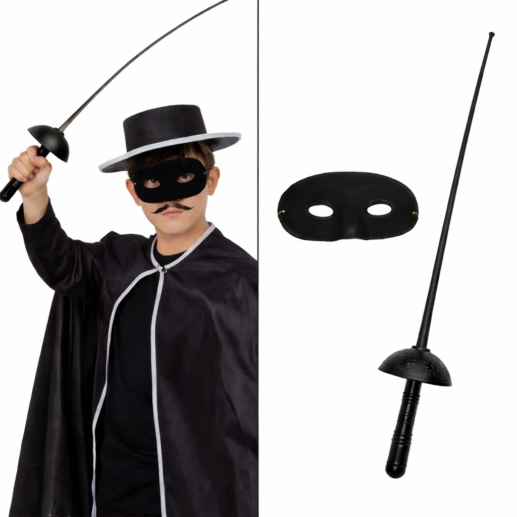 Zorro Kostüm Plastik Aksesuar Seti – Maske Ve Kılıç (67 Cm)