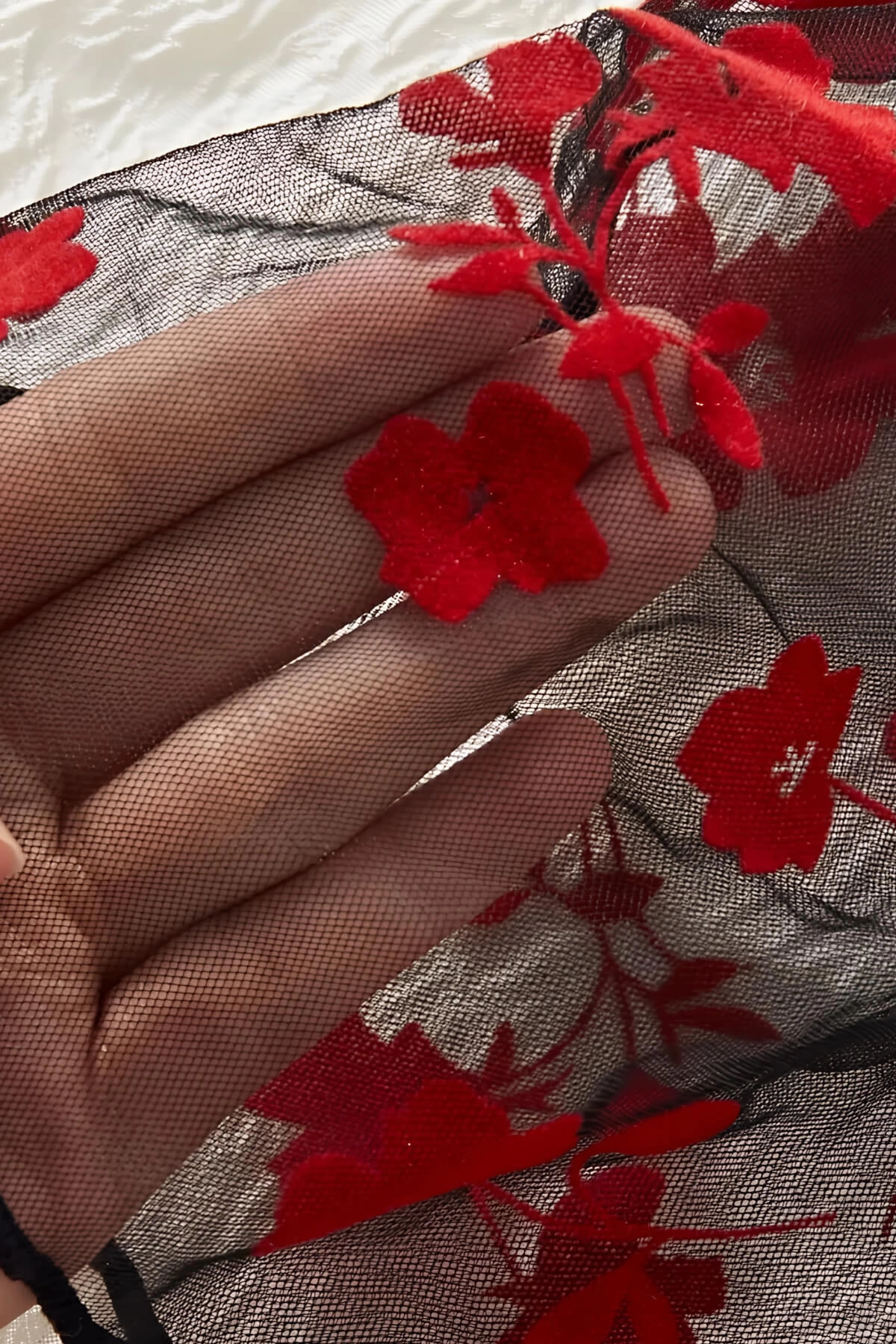 Leyna Çi̇çek Desenli̇ Si̇yah Transparan Şortlu Geceli̇k Tm1377