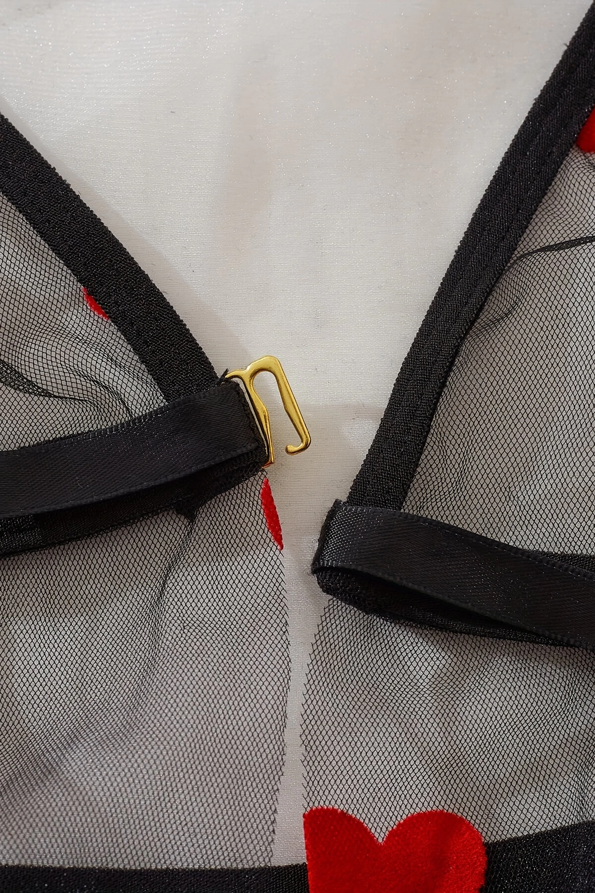 Leyna Kalp Desenli̇ Si̇yah Transparan Geceli̇k Tm1378