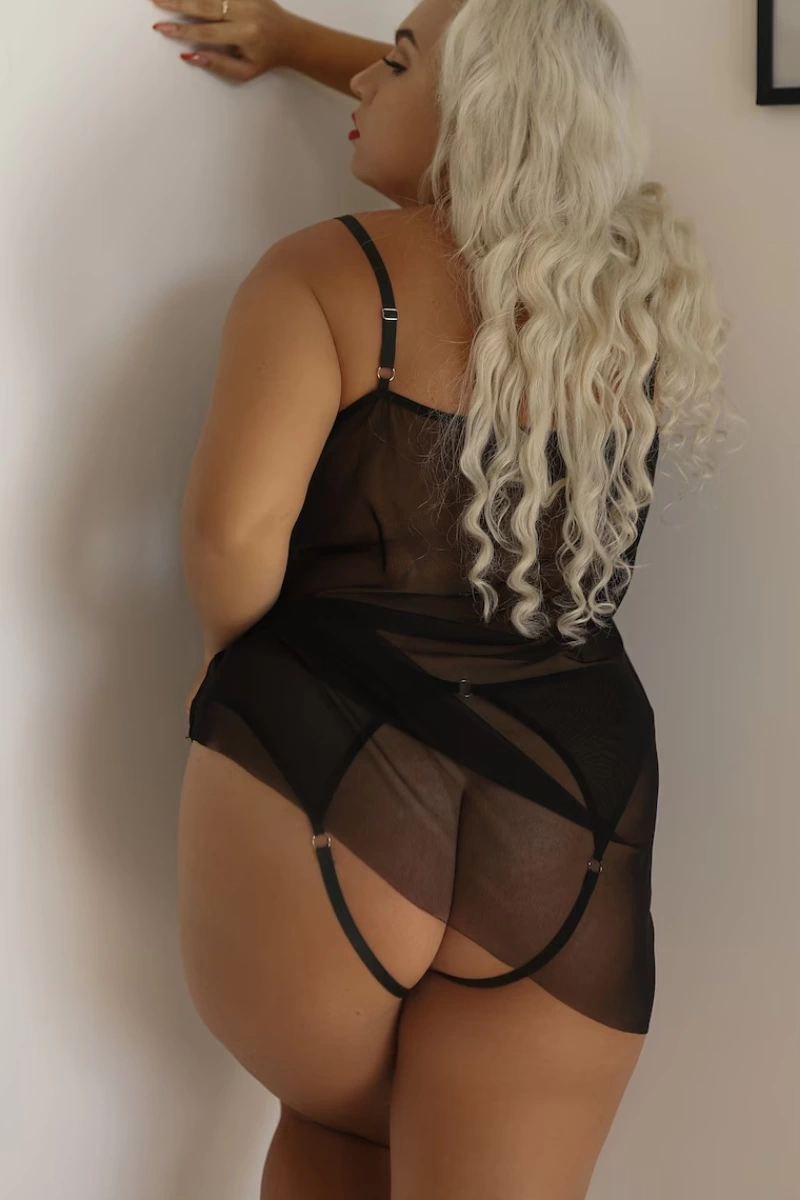 Leyna Transparan Si̇yah Büyük Beden Kısa Tül Geceli̇k Tm1304