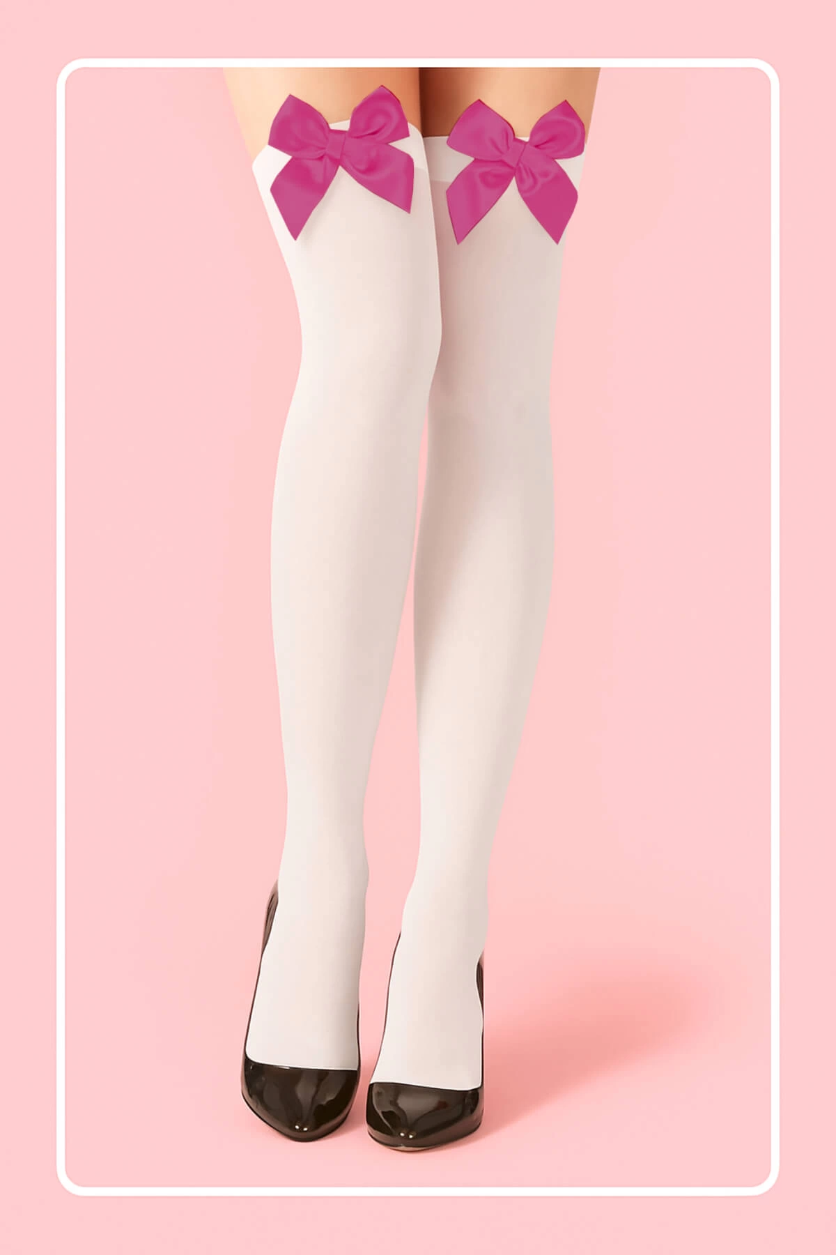 Leyna Fuşya Fi̇yonklu Beyaz Jarti̇yer Çorabı Tm1379