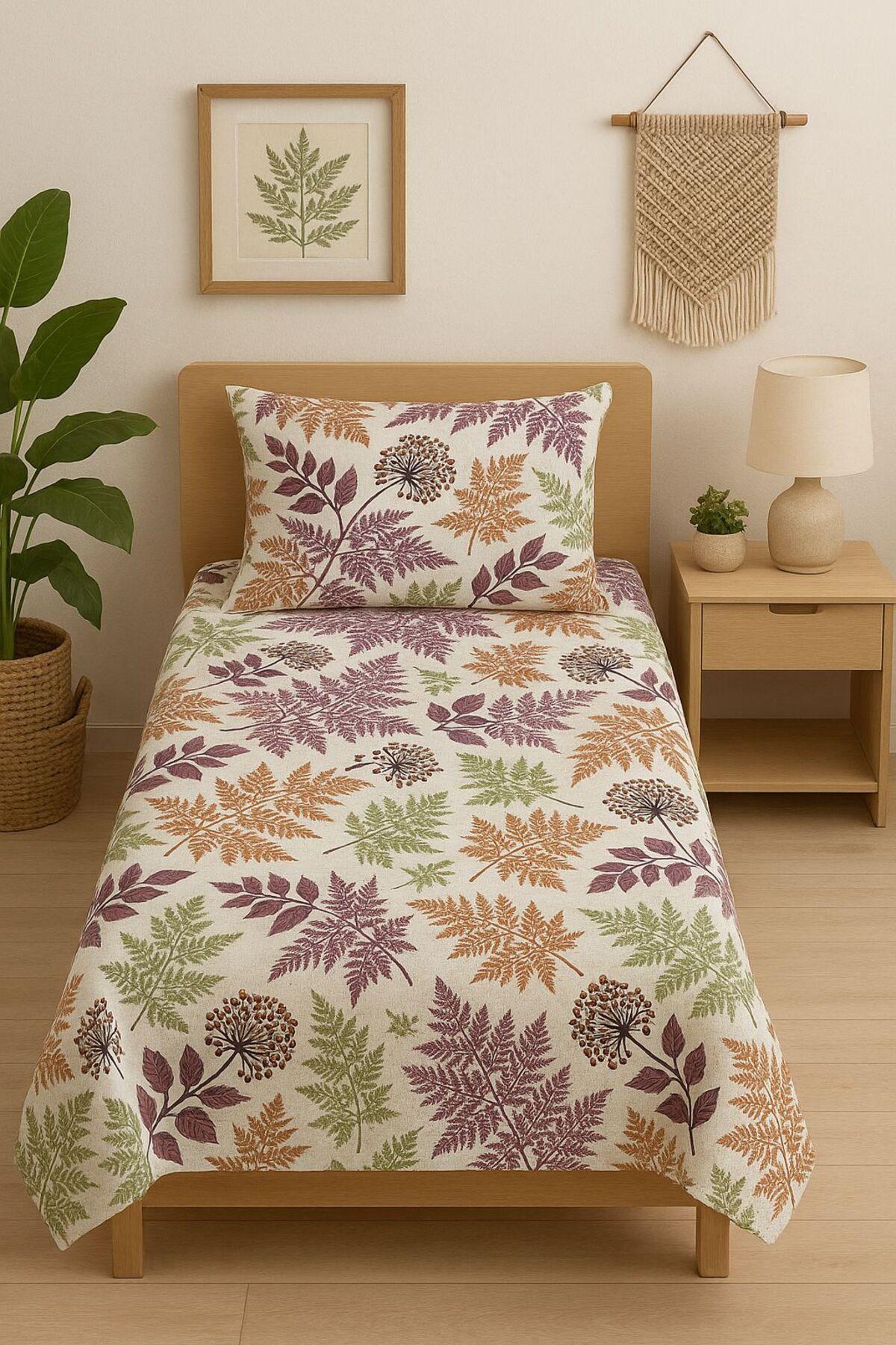 %100 Pamuk Tek Ki̇şi̇li̇k Pi̇ke Seti̇ Morlu Bahar Dalı