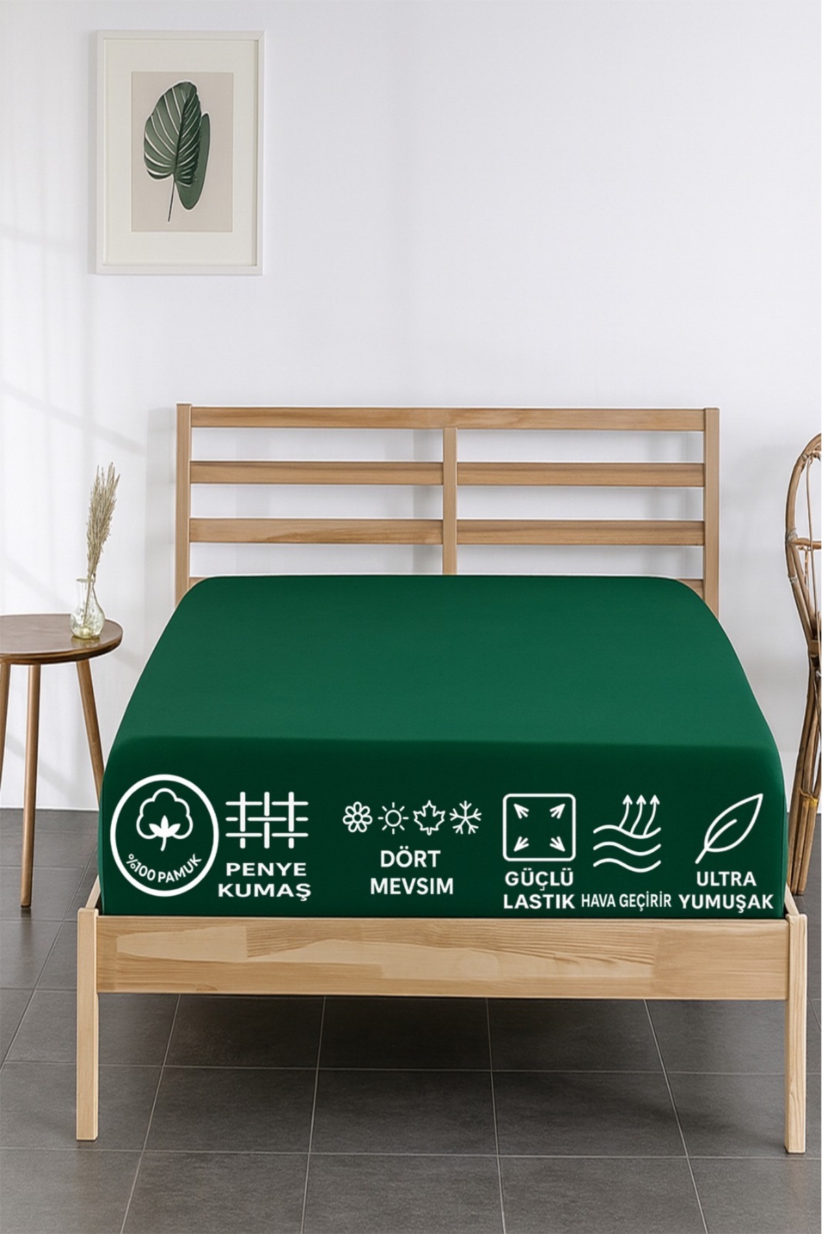 %100 Pamuklu Tek Ki̇şi̇li̇k Premi̇um Penye Çarşaf-Lasti̇kli̇