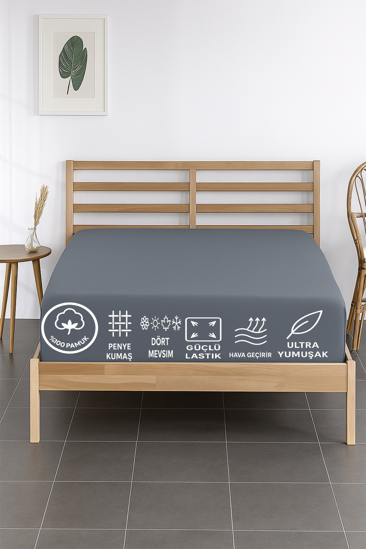 %100 Pamuklu Tek Ki̇şi̇li̇k Premi̇um Penye Çarşaf-Lasti̇kli̇