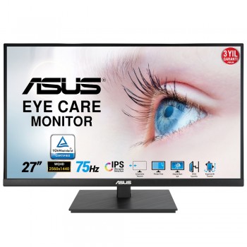 27 Asus Va27Aqsb Qhd Ips 1Ms 75Hz Hdmı Dp