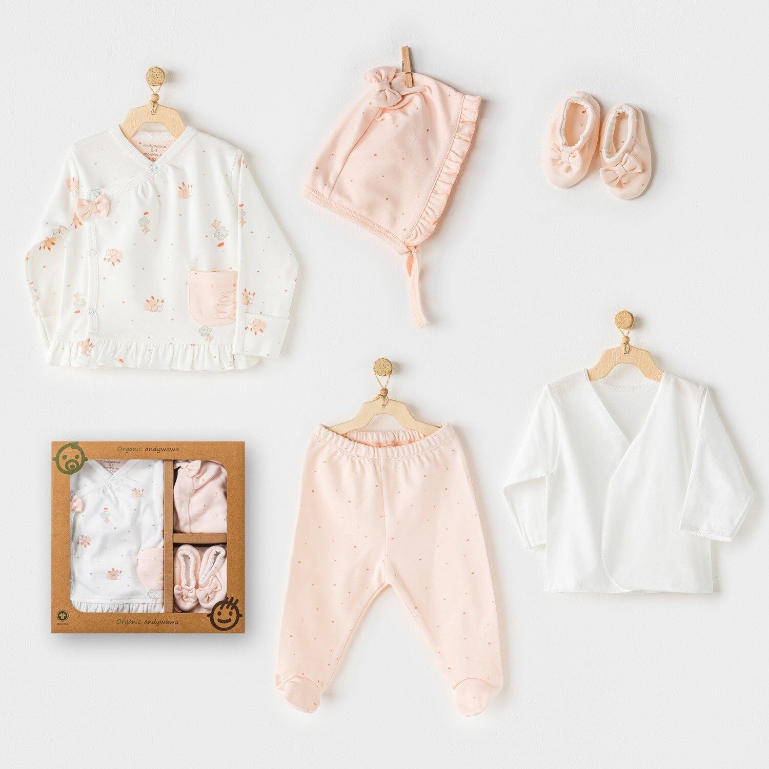 Andywawa Ac24340 Hi̇di̇ng Rabbi̇ts 5 Parça Hastane Çıkışı Salmon