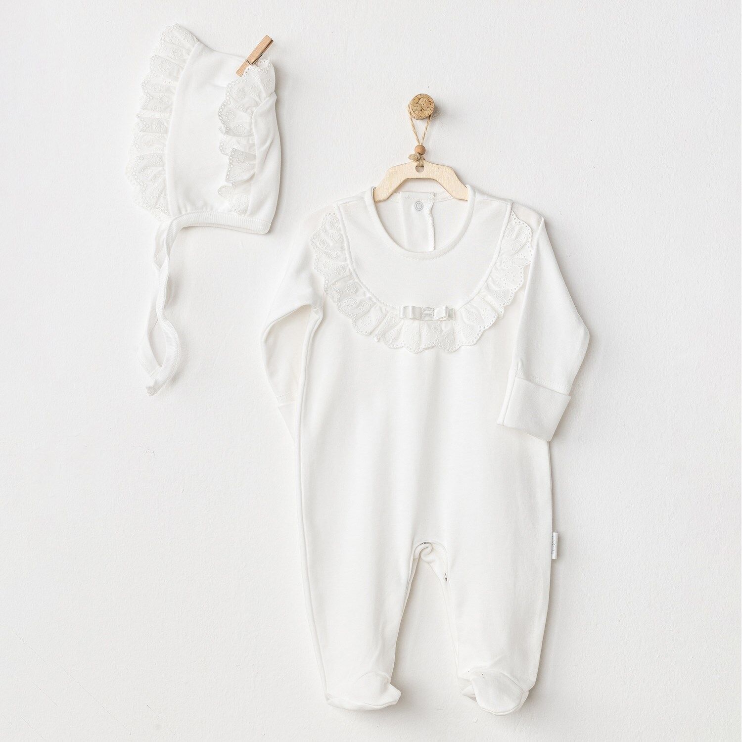 Andywawa Ac24504 Peti̇t Love Bebek Tulum Takım Ekru