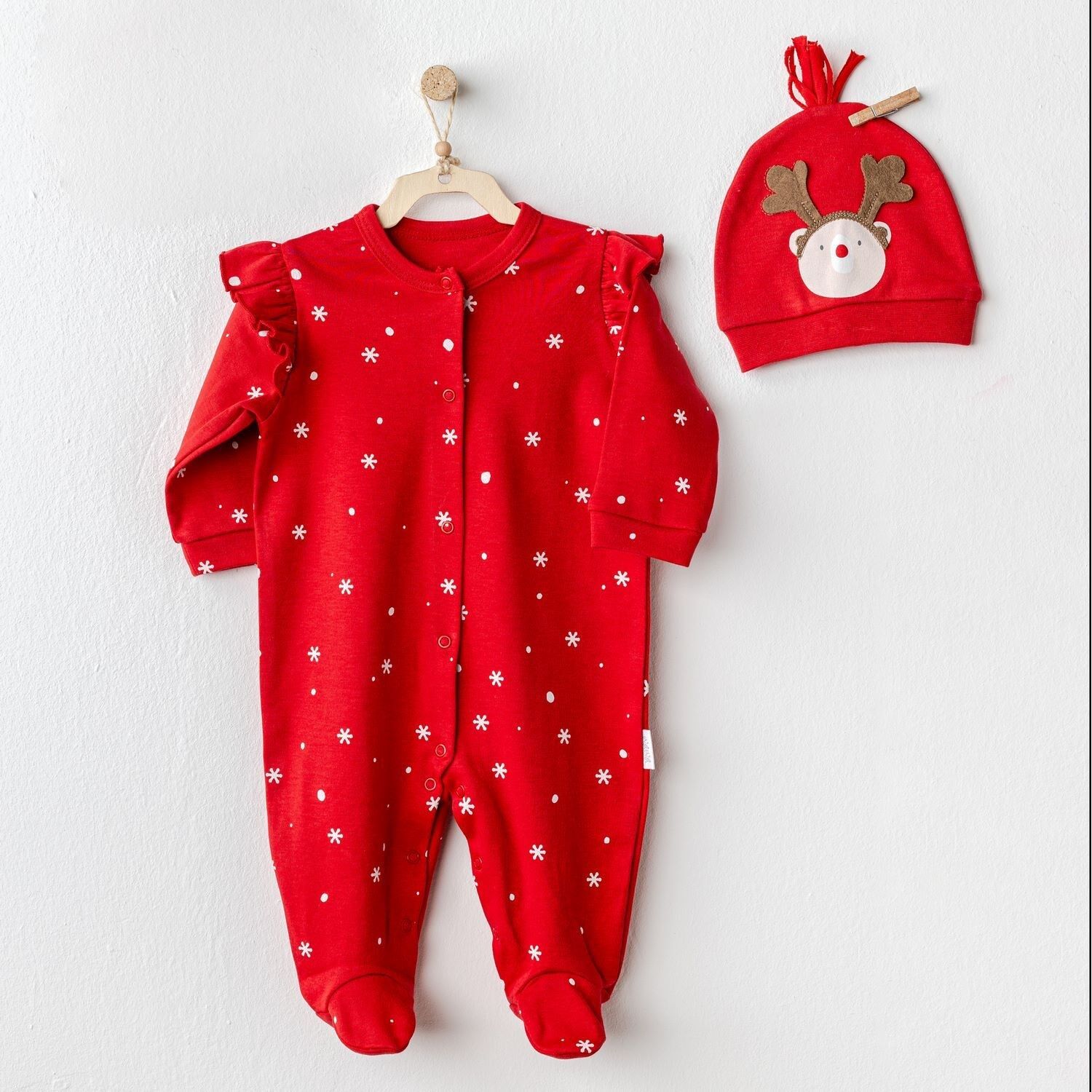 Andywawa Ac25328 Happy Newyear Kadi̇fe Bebek Tulum Takım Red