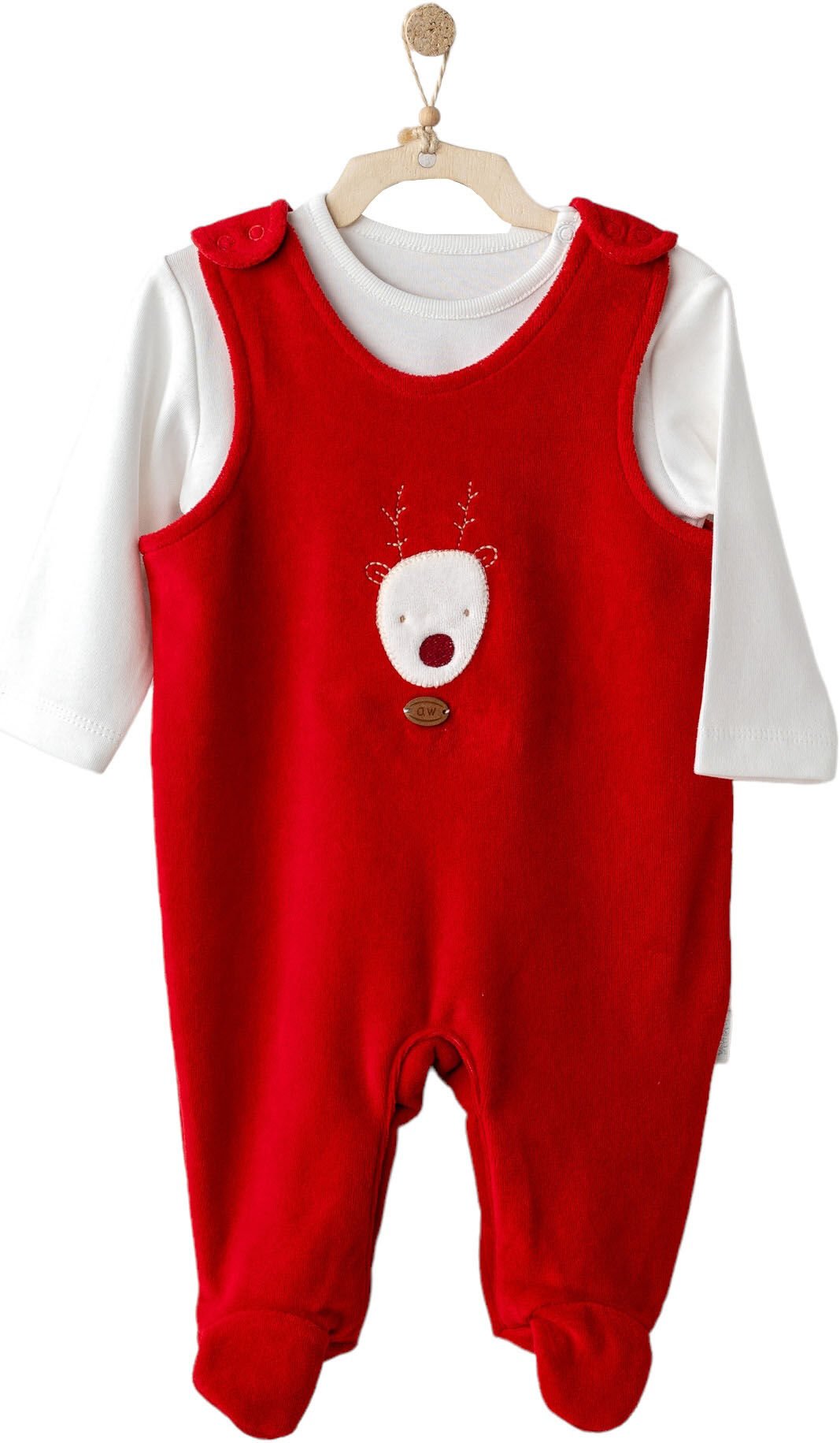 Andywawa Ac25339 Happy Newyear Kadi̇fe Bebek Tulum Takım Red