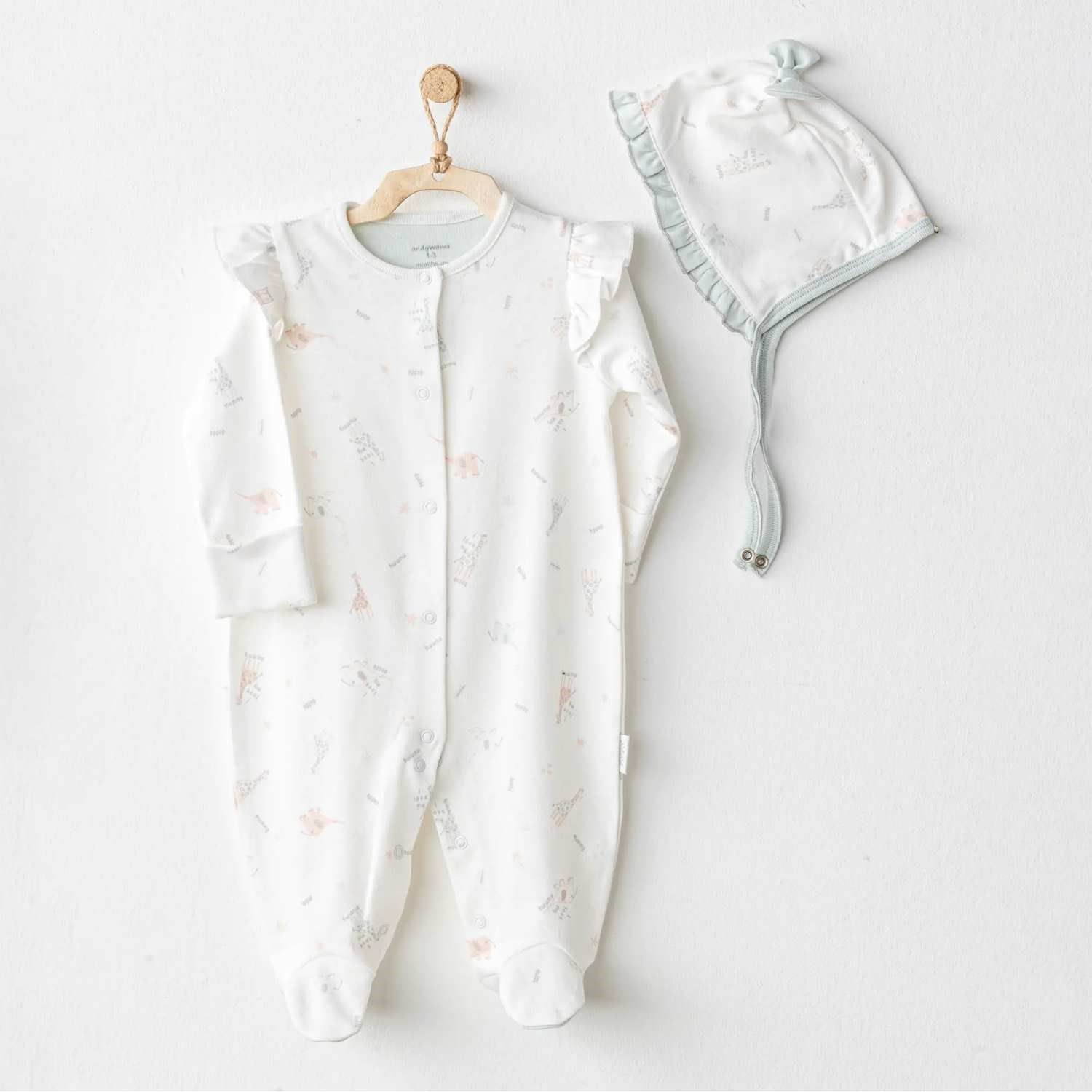 Andywawa Ac25510 Love Fami̇ly Bebek Tulum Takım Ekru