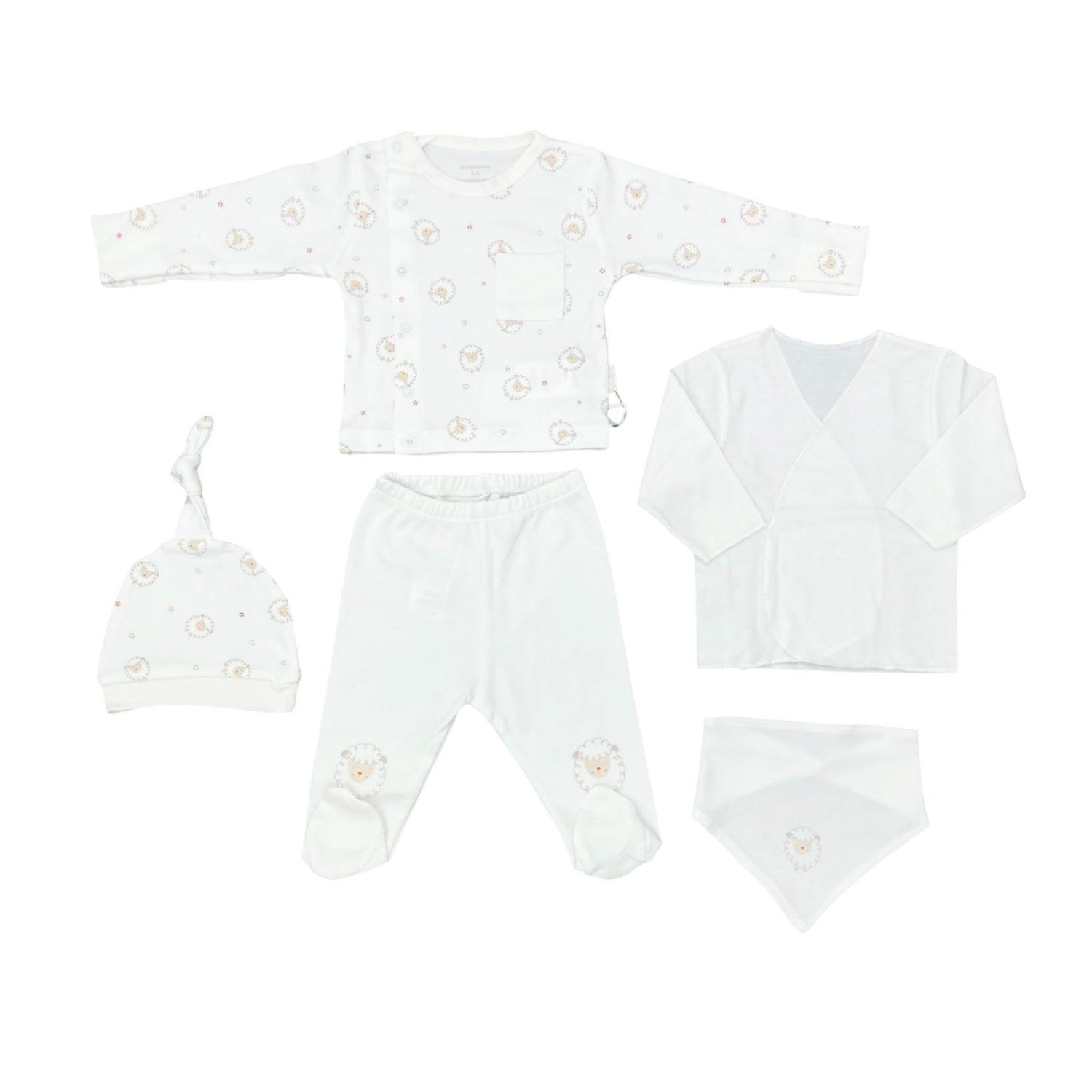 Andywawa Ac25560 Newborn Set Ti̇nny Shi̇ps 5 Li̇ Hastane Çıkışı Ekru