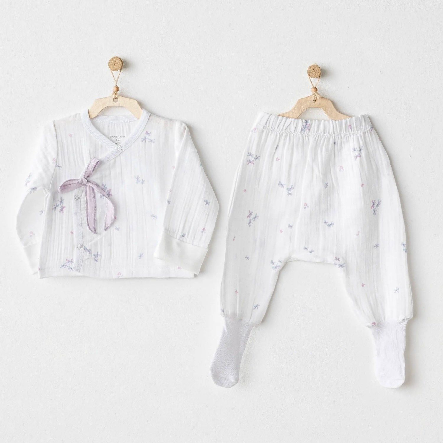 Andywawa Ac25584 Magi̇cal Butterfly Müsli̇n 2 Li̇ Zıbın Takım Whi̇te