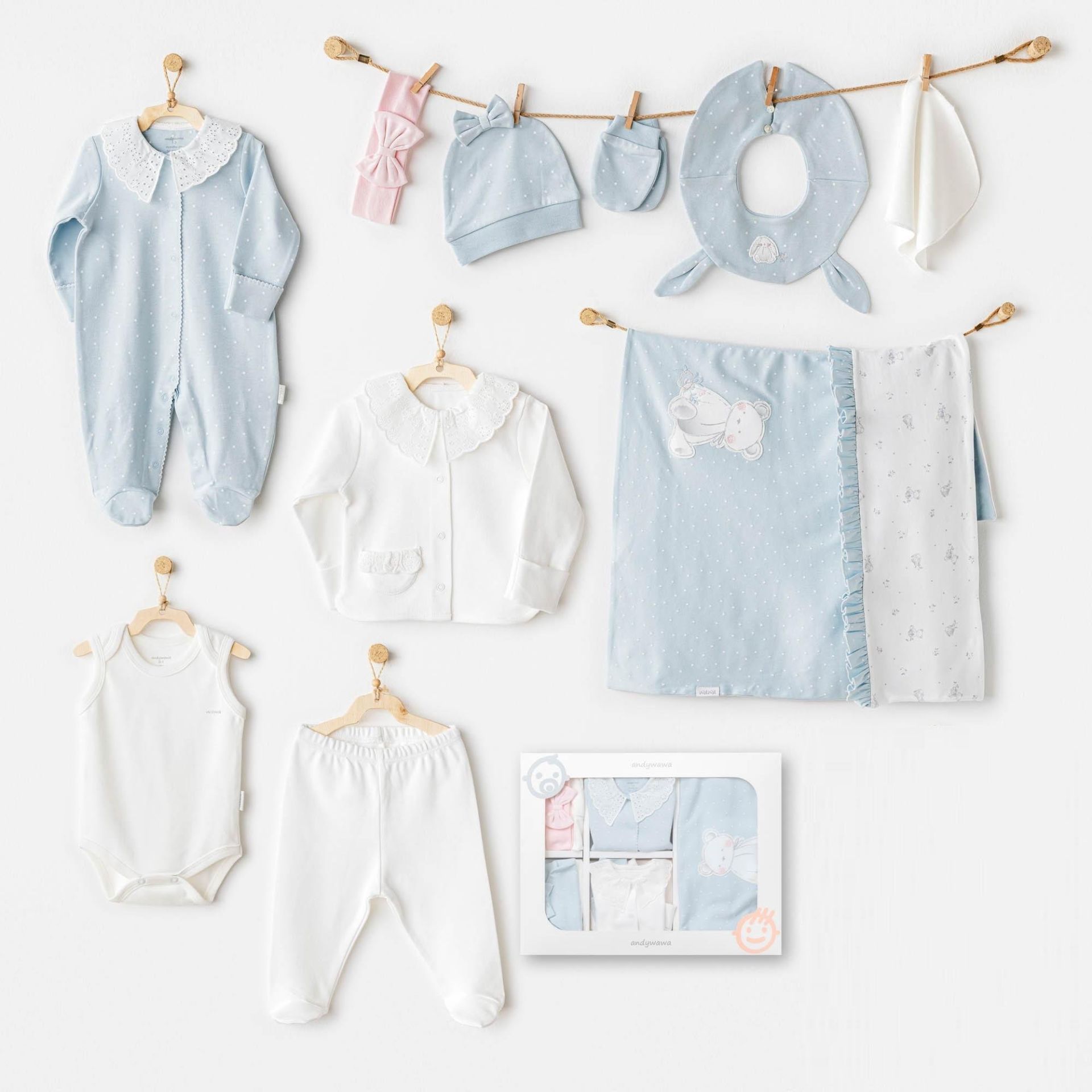 Andywawa Ac25651 Cuddly Bunny Bear 10 Lu Hastane Çıkışı Pi̇nk Blue