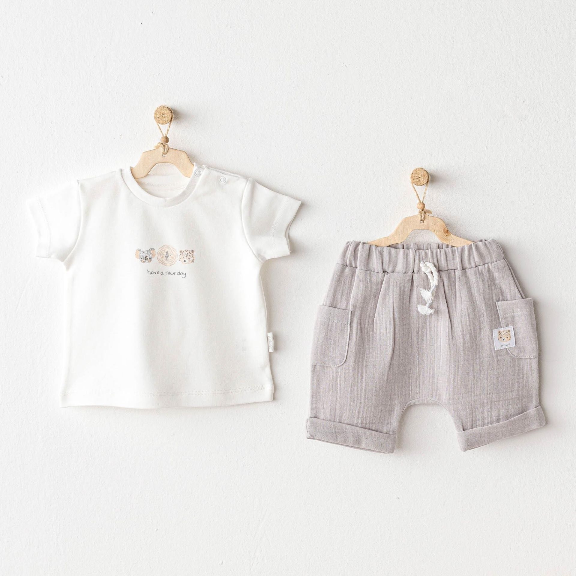 Andywawa Ac25847 Happy Ani̇mals 2 Li̇ Bebek Takım Grey