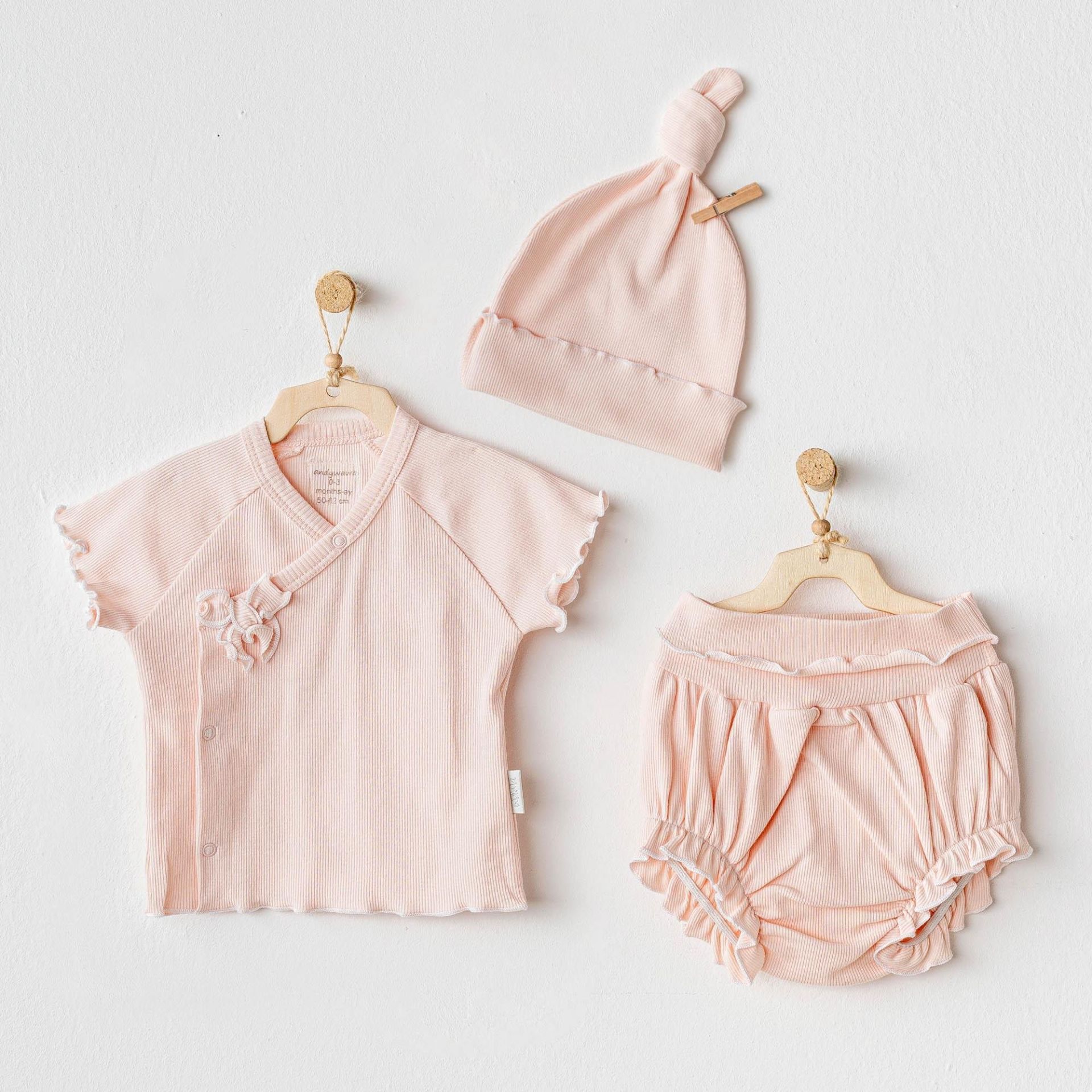 Andywawa Ac25899 3 Lü Basi̇c Bebe Takım Salmon