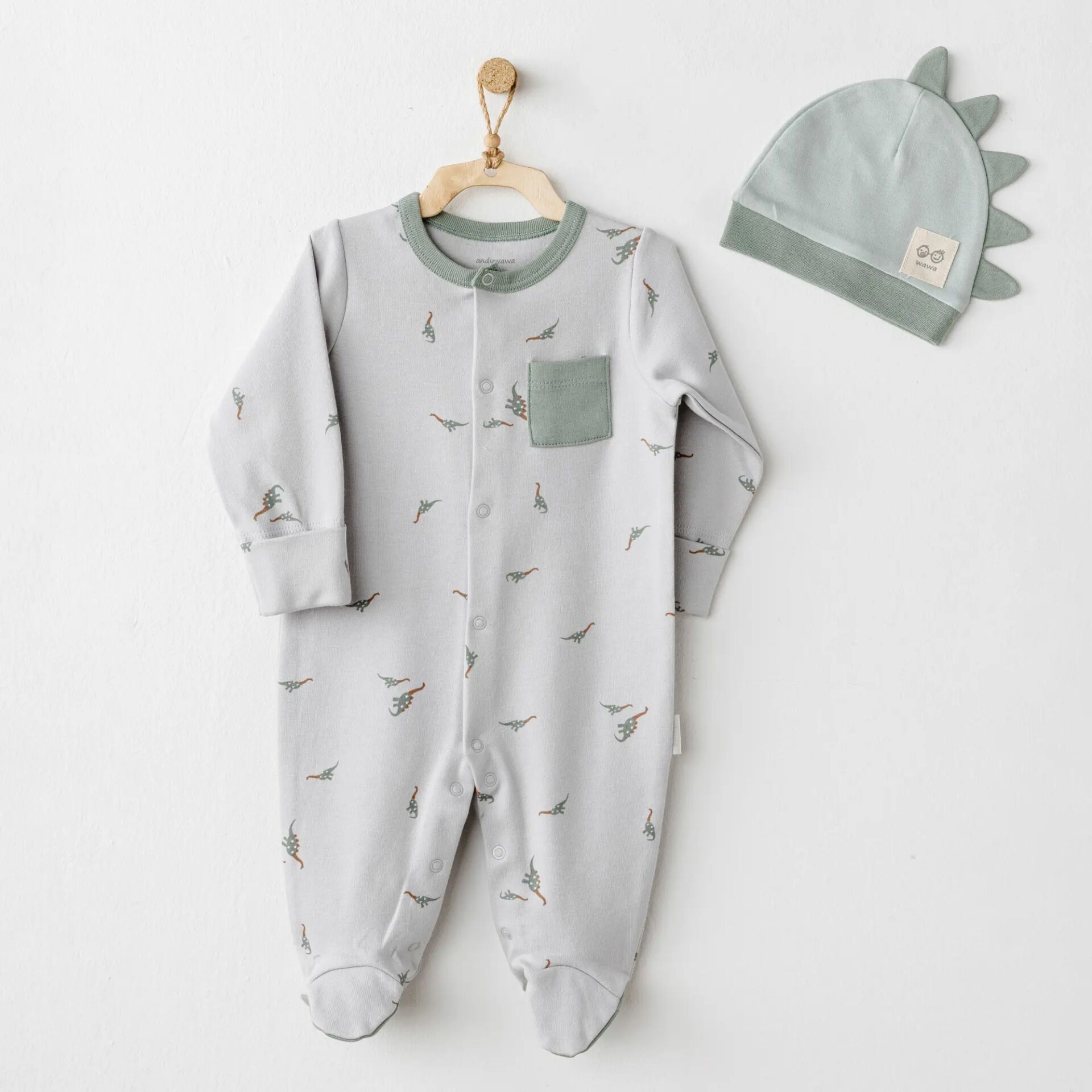 Andywawa Ac26003 Mummy S Snuggle Saurus Tulum Takım Green