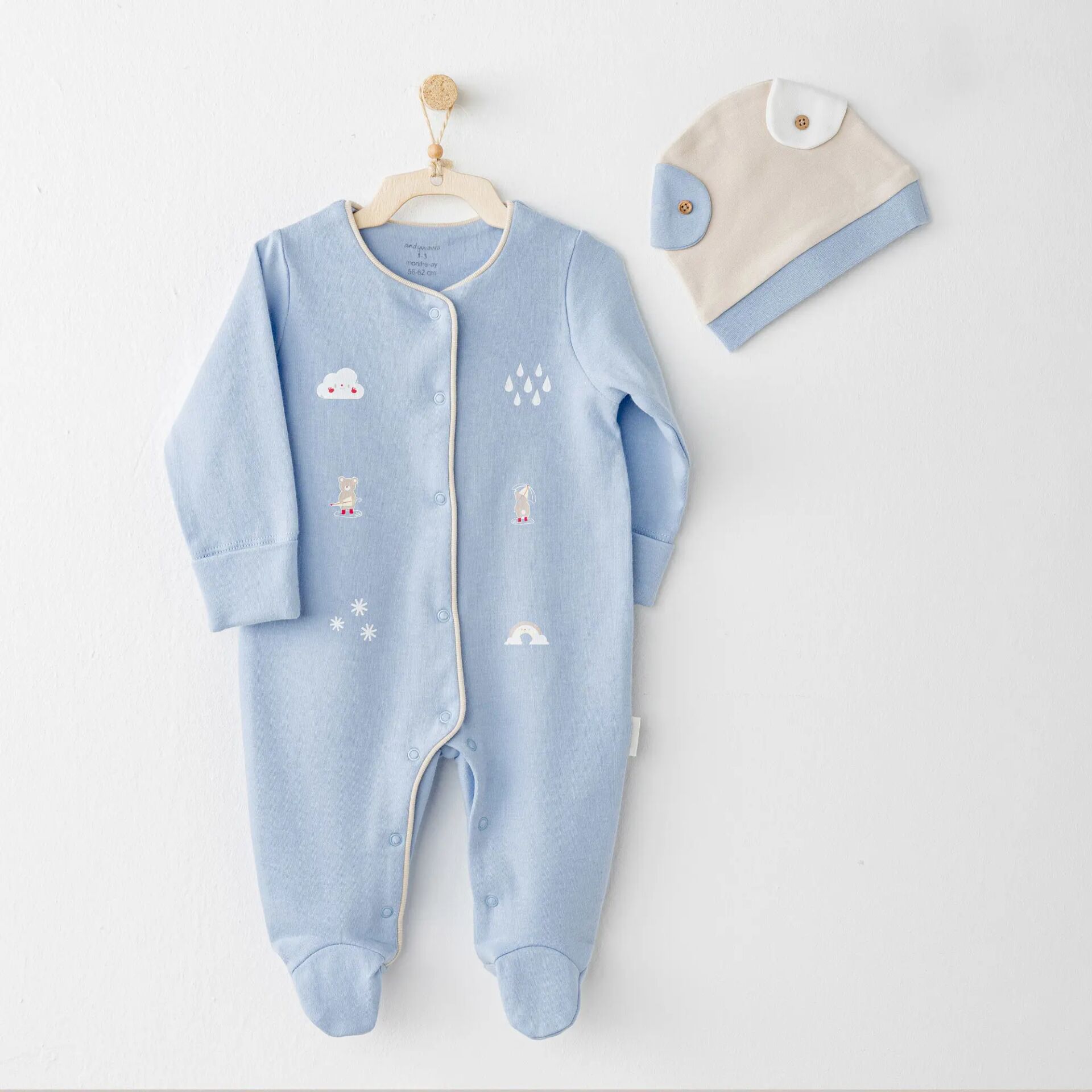 Andywawa Ac26072 Hat Set Rai̇nbow Tulum Takım Blue