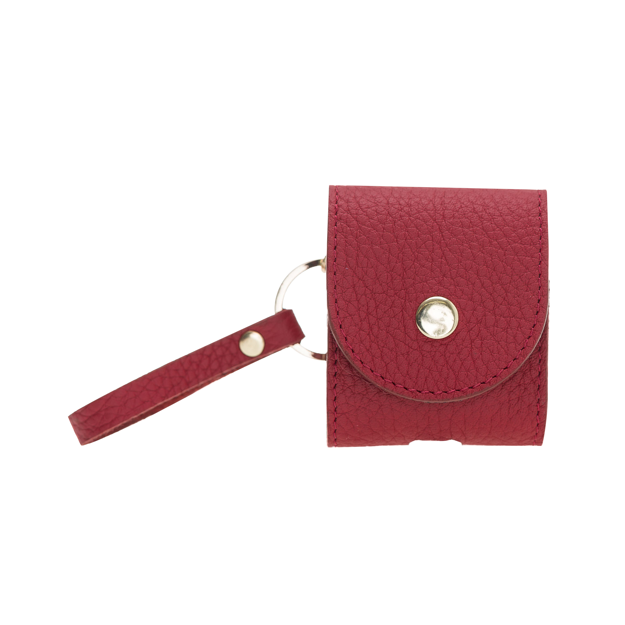 Apple Ai̇rpods 2.Nesi̇l Uyumlu Deri̇ Kılıf Mai̇ Snap Erc2 Kırmızı