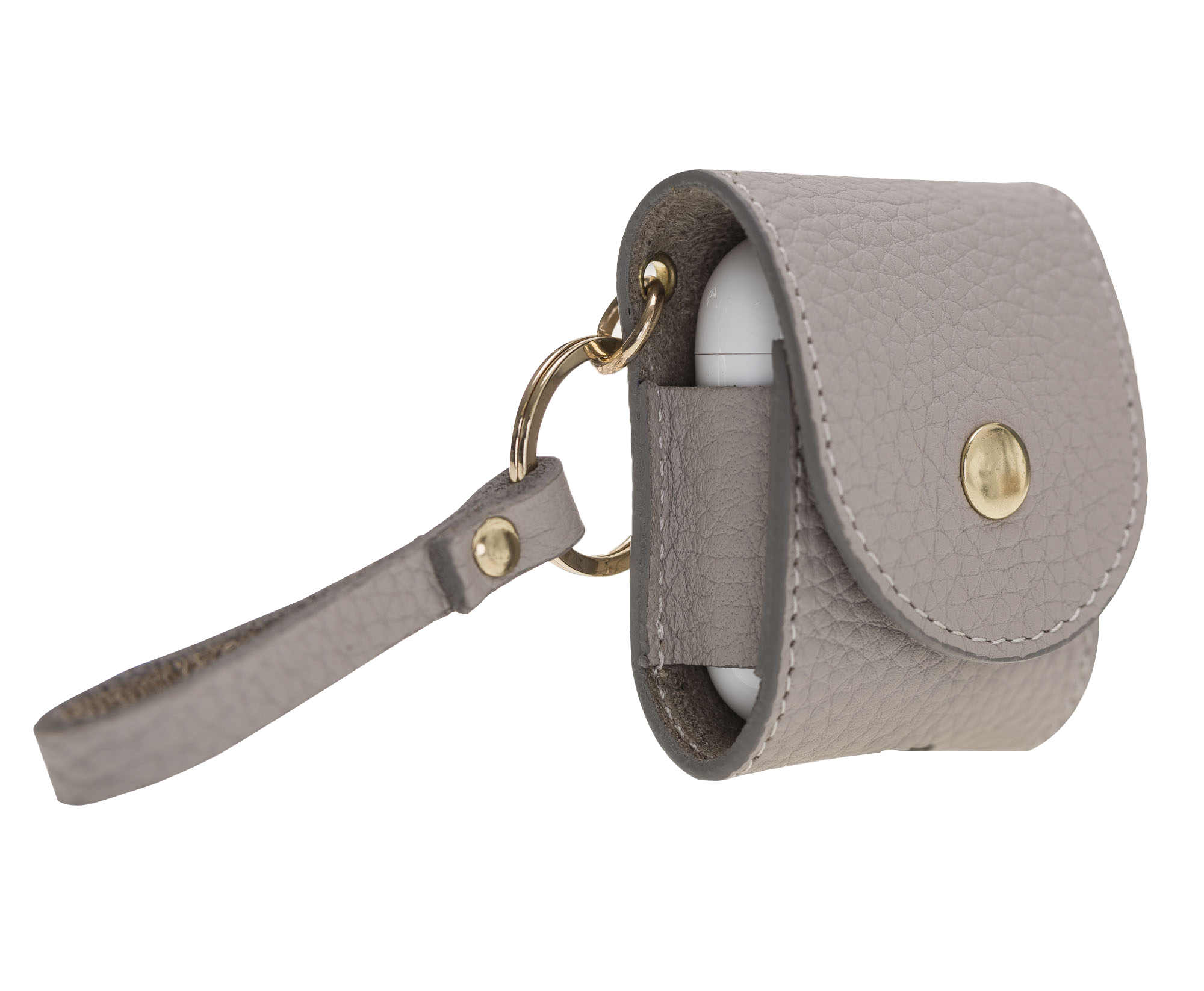 Apple Ai̇rpods 2.Nesi̇l Uyumlu Deri̇ Kılıf Mai̇ Snap Erc3 Bej