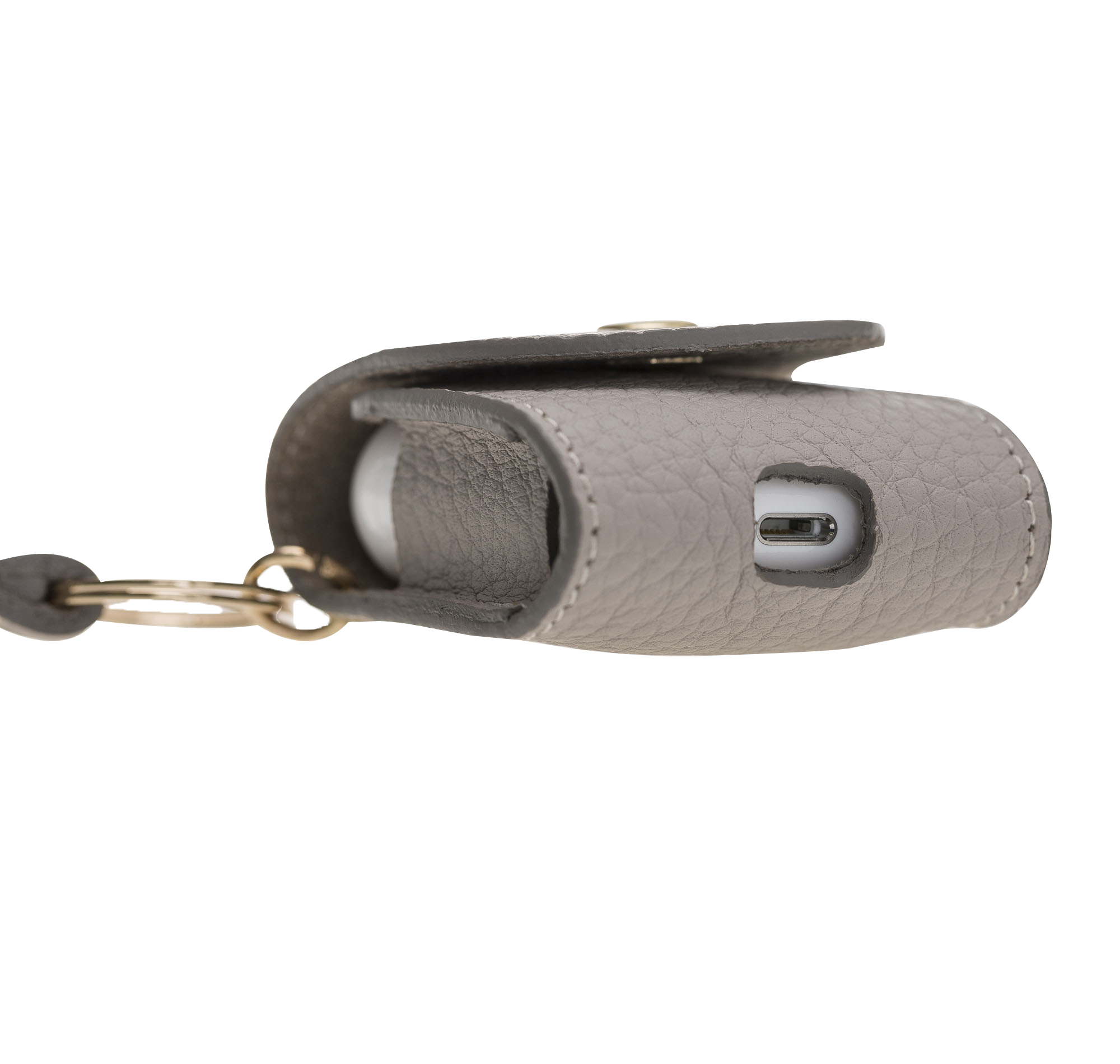 Apple Ai̇rpods 2.Nesi̇l Uyumlu Deri̇ Kılıf Mai̇ Snap Erc3 Bej