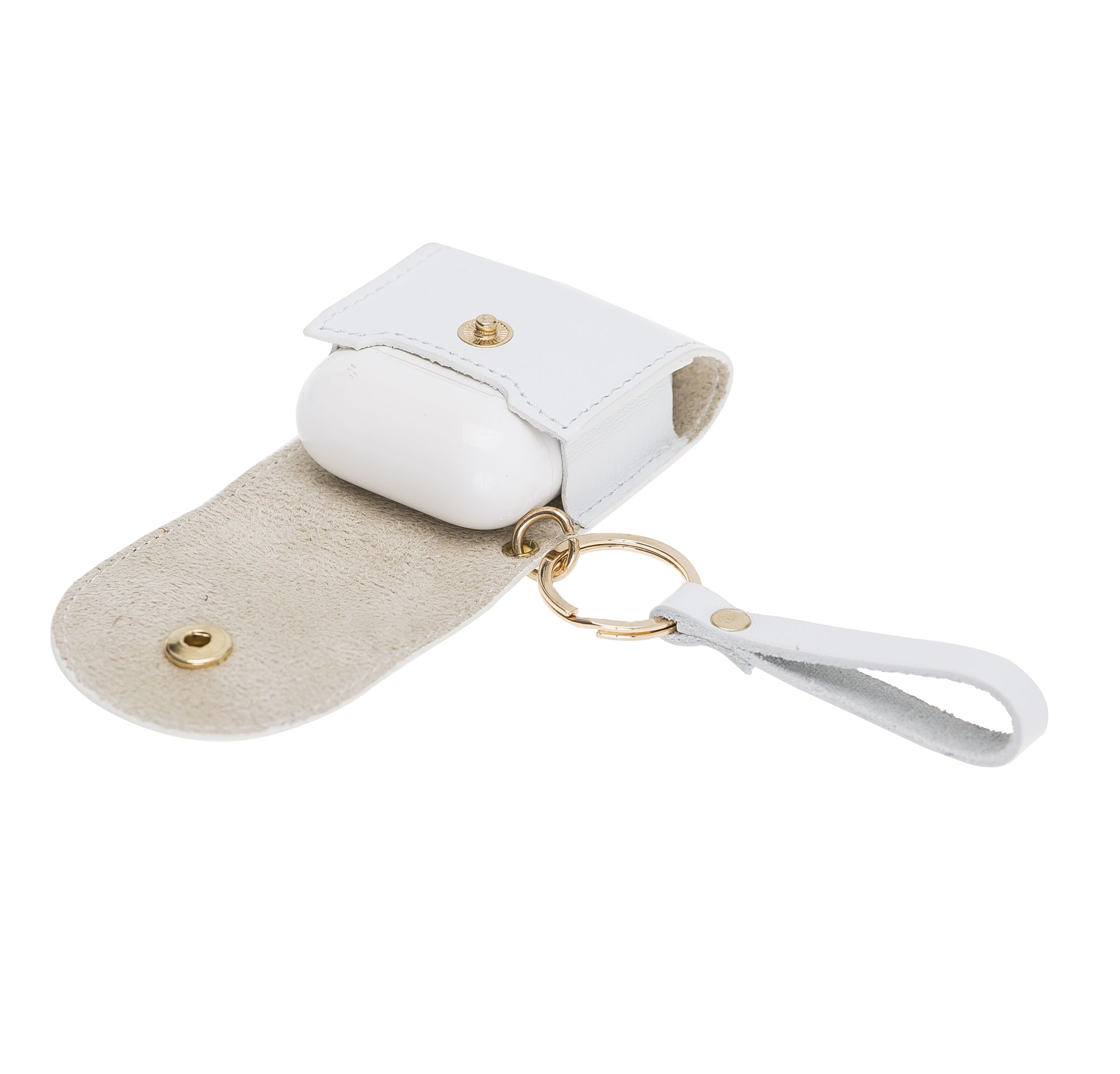 Apple Ai̇rpods 2.Nesi̇l Uyumlu Deri̇ Kılıf Mai̇ Snap F3 Beyaz