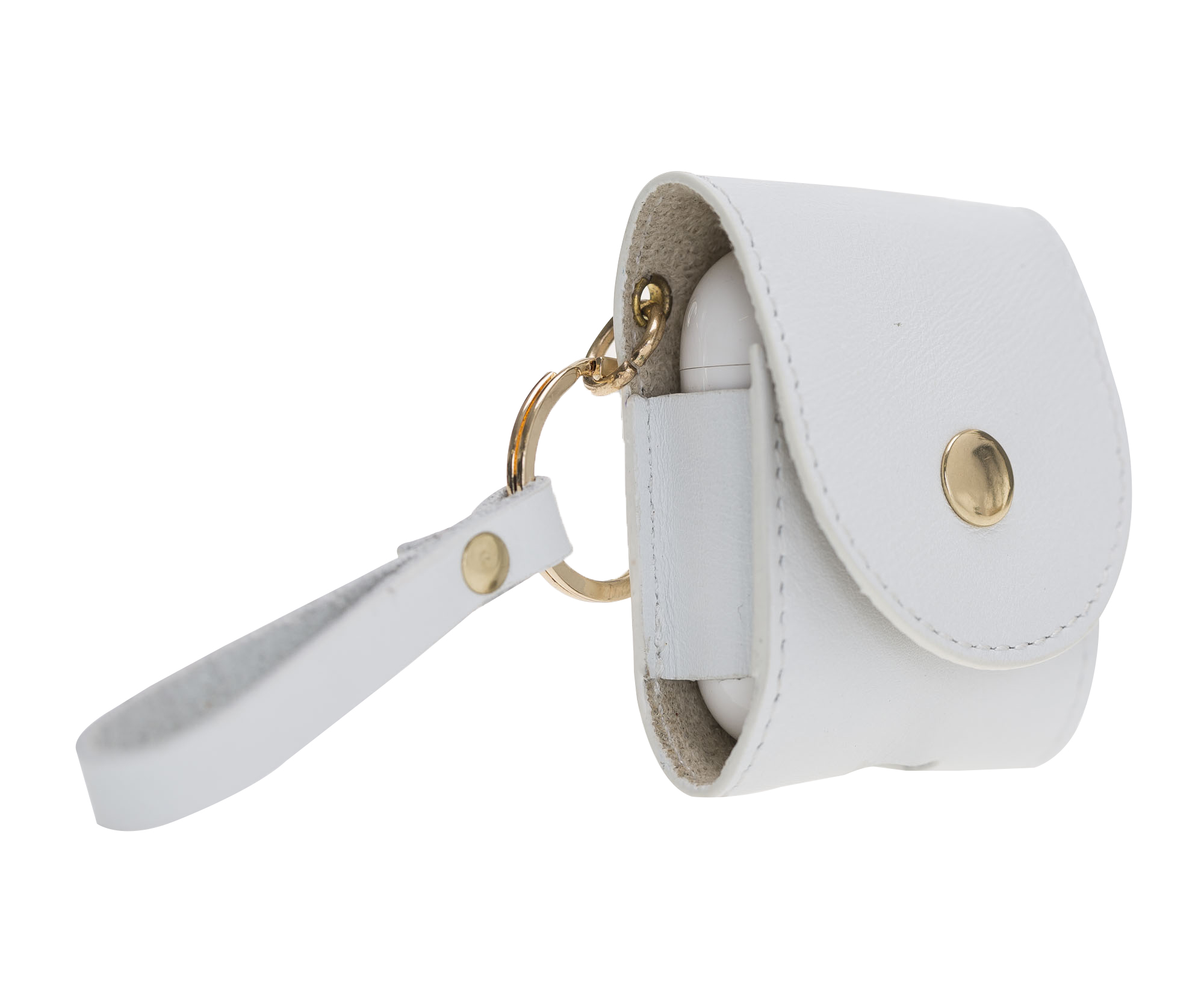 Apple Ai̇rpods 2.Nesi̇l Uyumlu Deri̇ Kılıf Mai̇ Snap F3 Beyaz