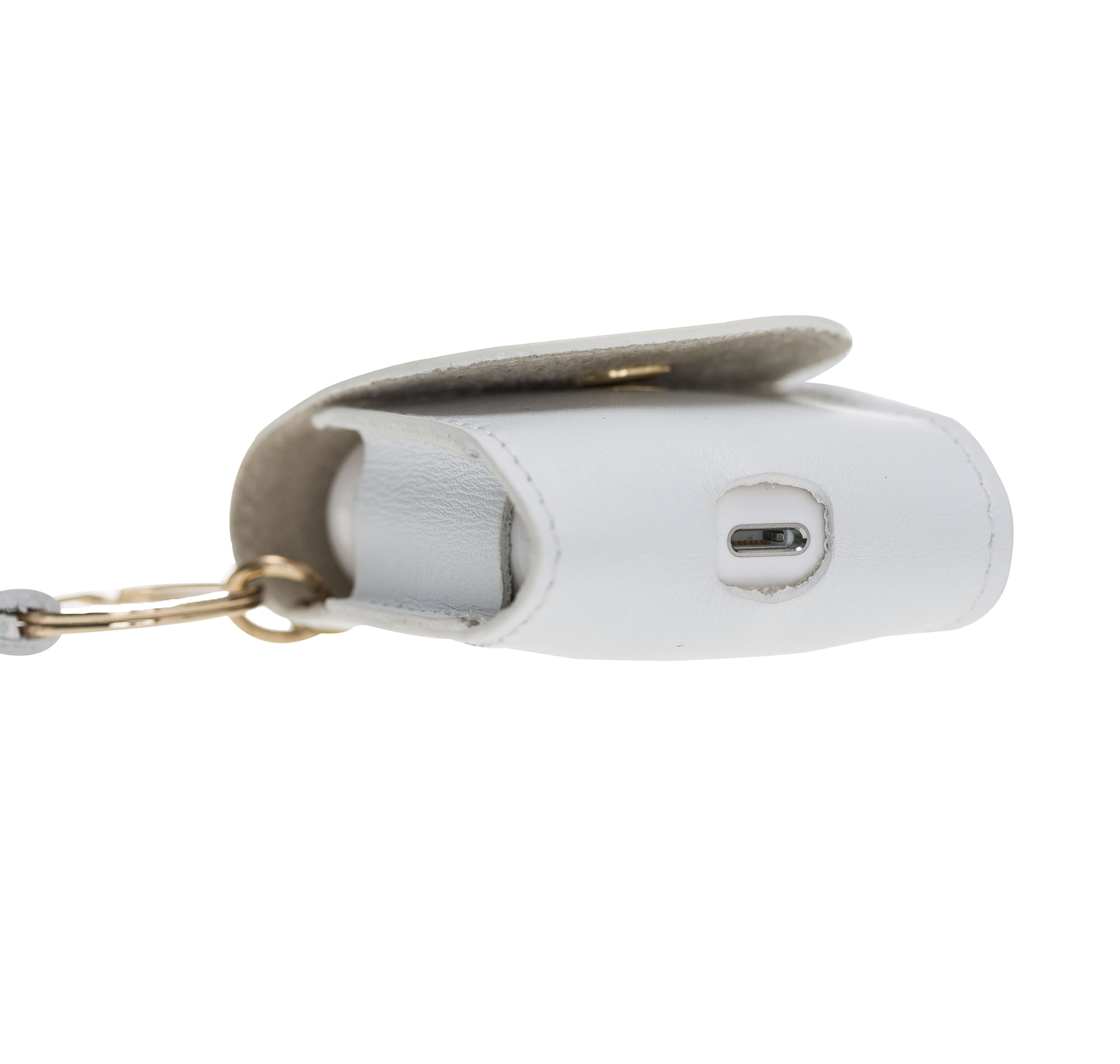 Apple Ai̇rpods 2.Nesi̇l Uyumlu Deri̇ Kılıf Mai̇ Snap F3 Beyaz