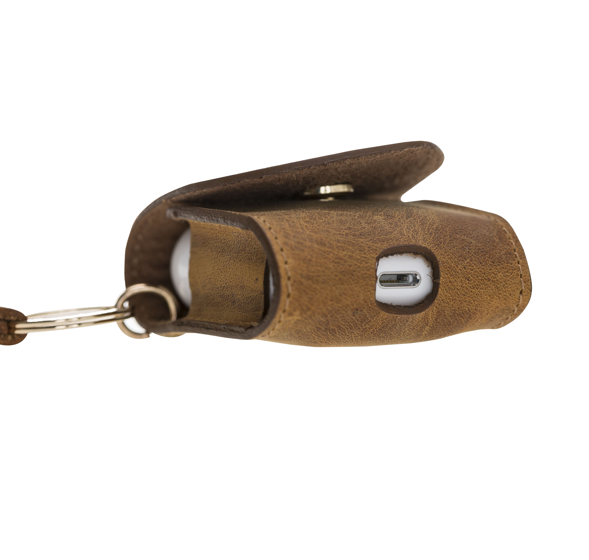 Apple Ai̇rpods 2.Nesi̇l Uyumlu Deri̇ Kılıf Mai̇ Snap G19 Taba