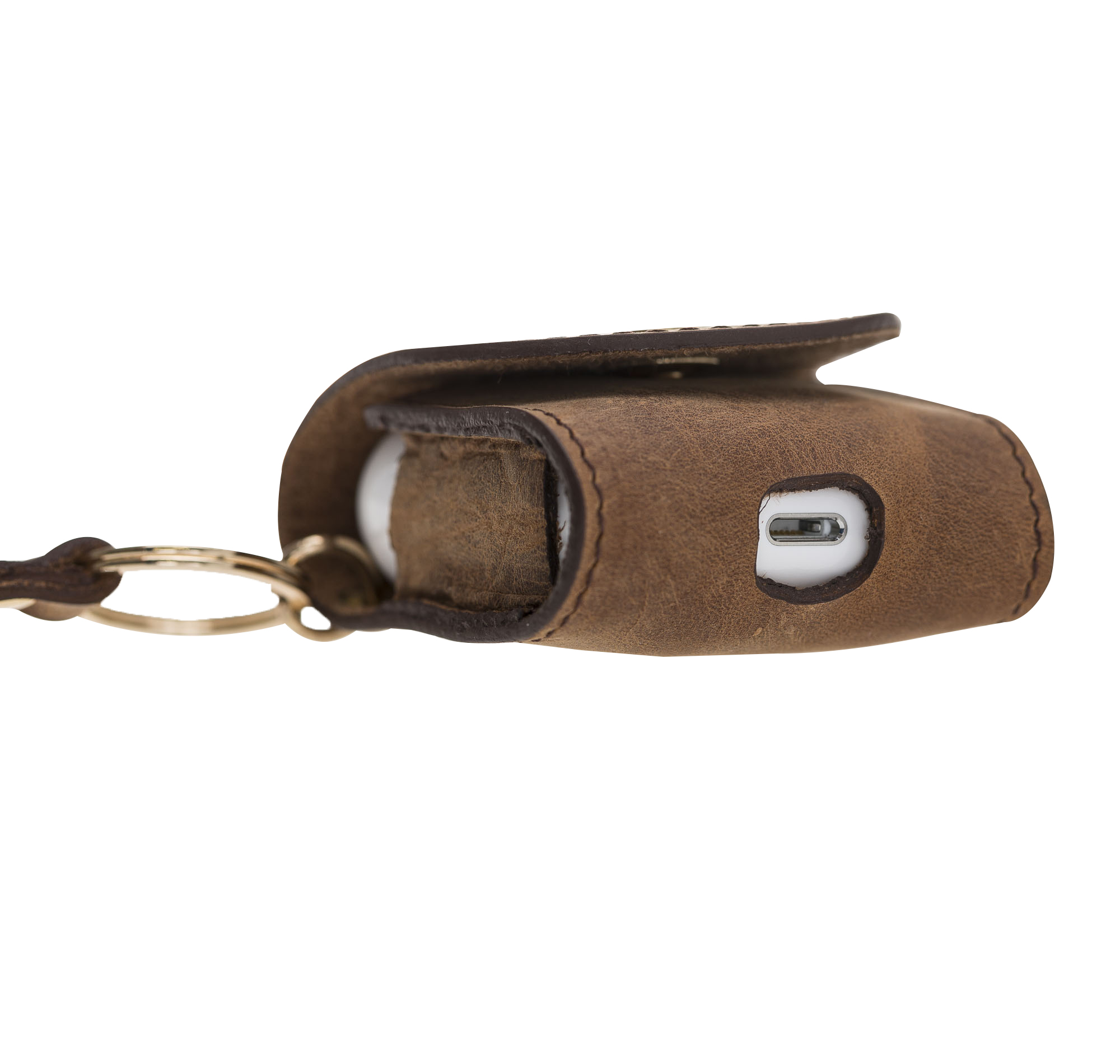 Apple Ai̇rpods 2.Nesi̇l Uyumlu Deri̇ Kılıf Mai̇ Snap G2 Anti̇k Kahve