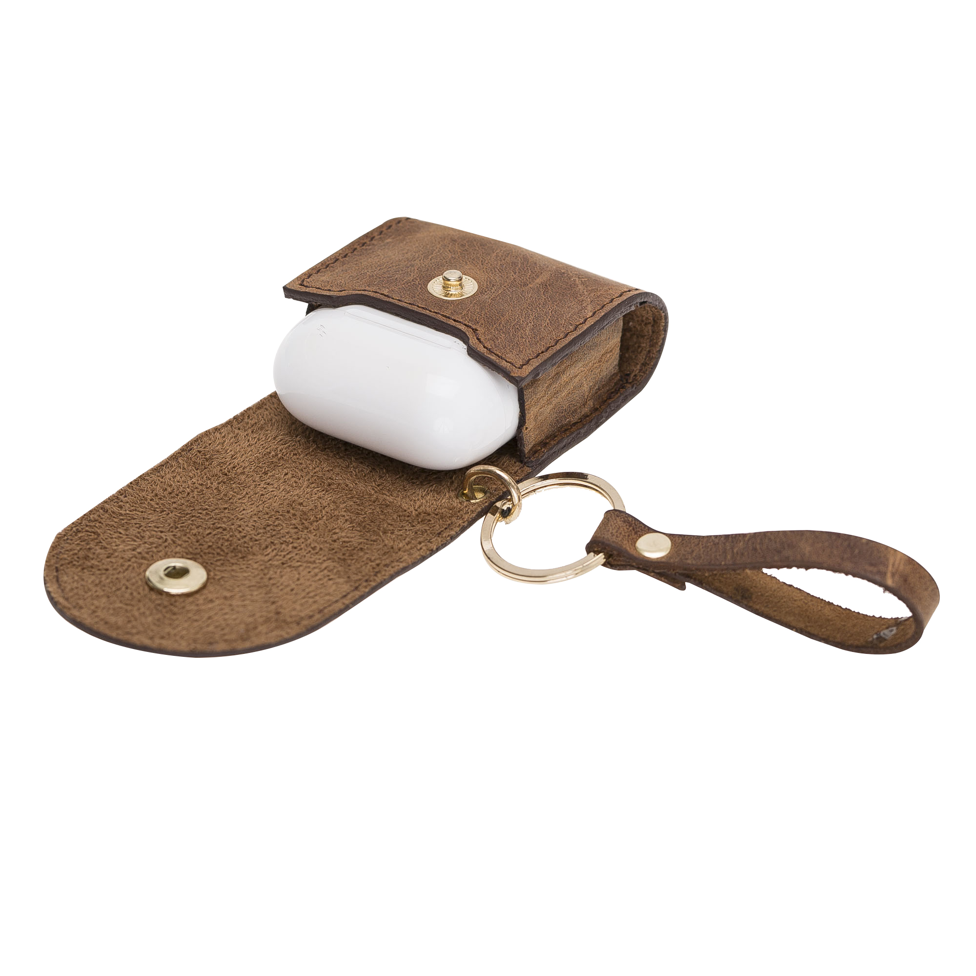 Apple Ai̇rpods 2.Nesi̇l Uyumlu Deri̇ Kılıf Mai̇ Snap G2 Anti̇k Kahve