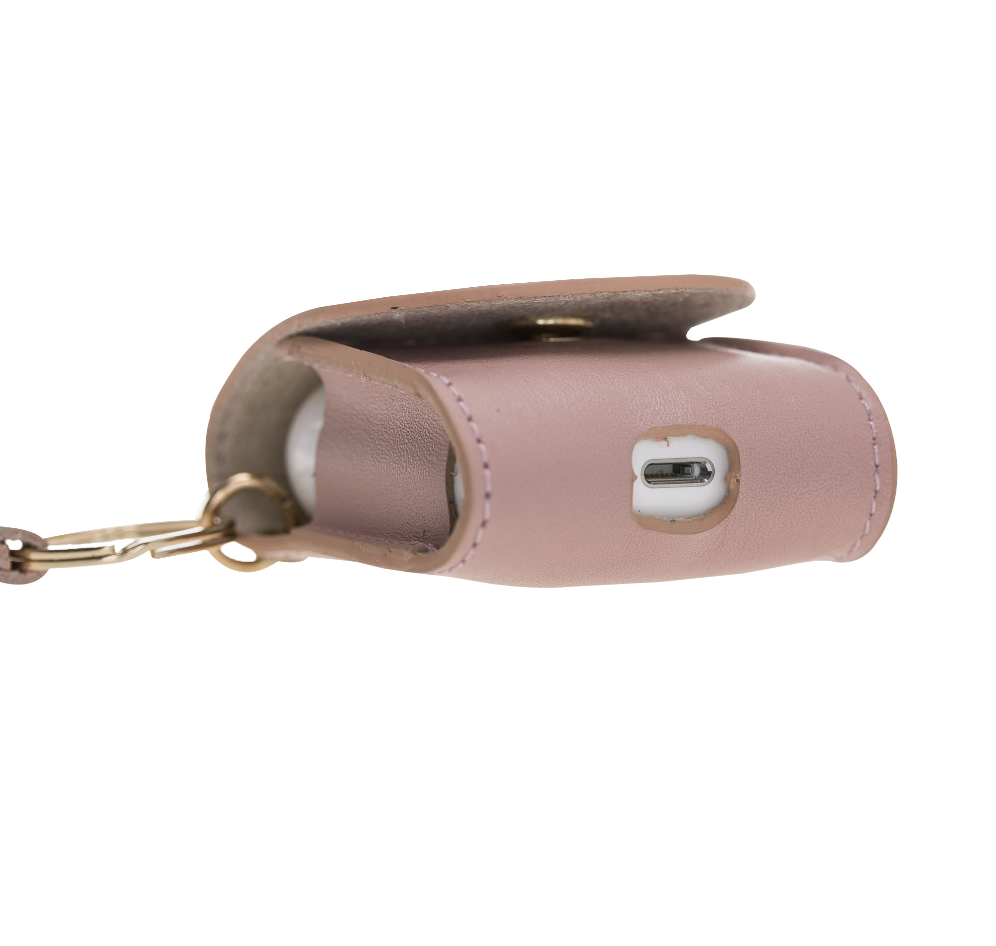 Apple Ai̇rpods 2.Nesi̇l Uyumlu Deri̇ Kılıf Mai̇ Snap Nu2 Pembe