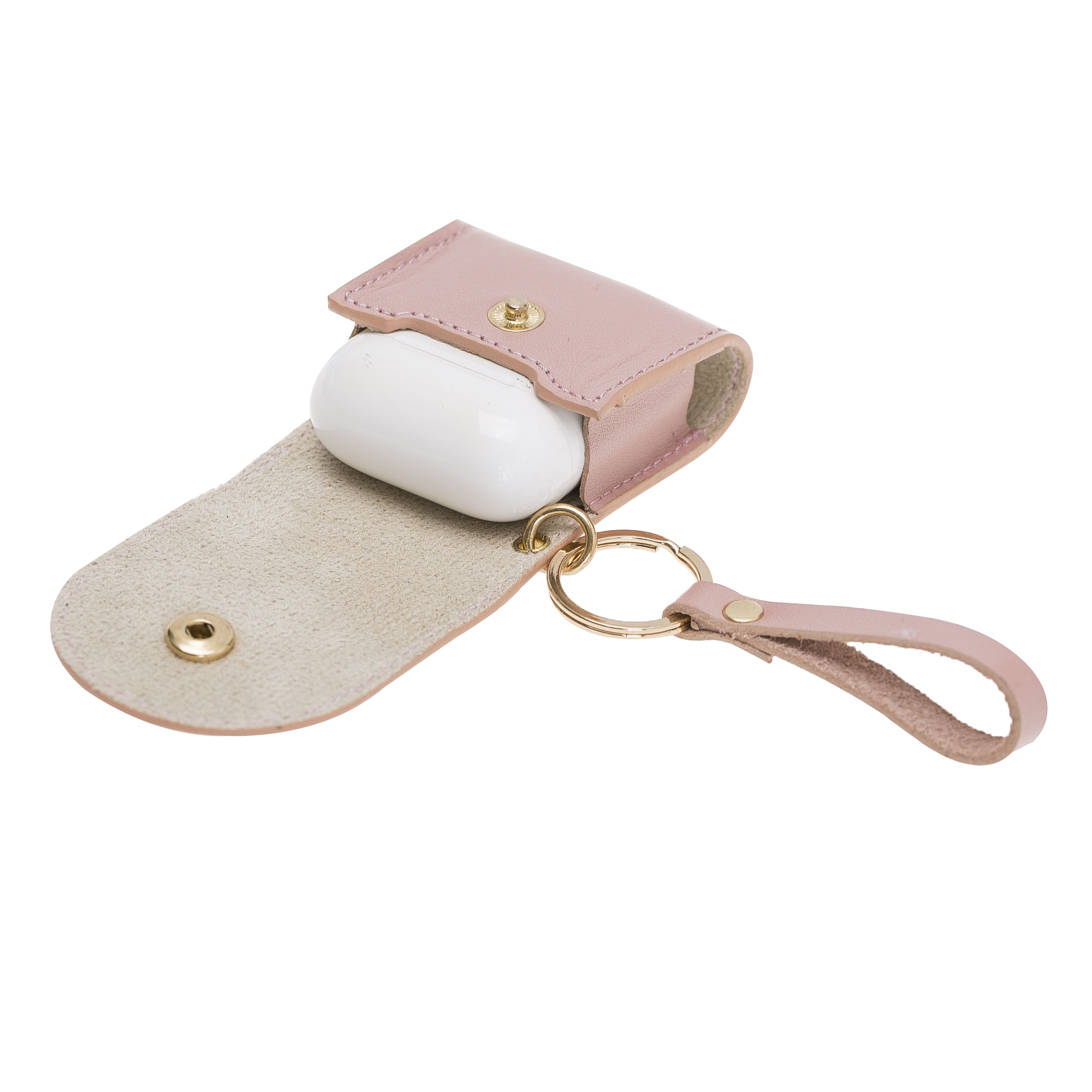 Apple Ai̇rpods 2.Nesi̇l Uyumlu Deri̇ Kılıf Mai̇ Snap Nu2 Pembe