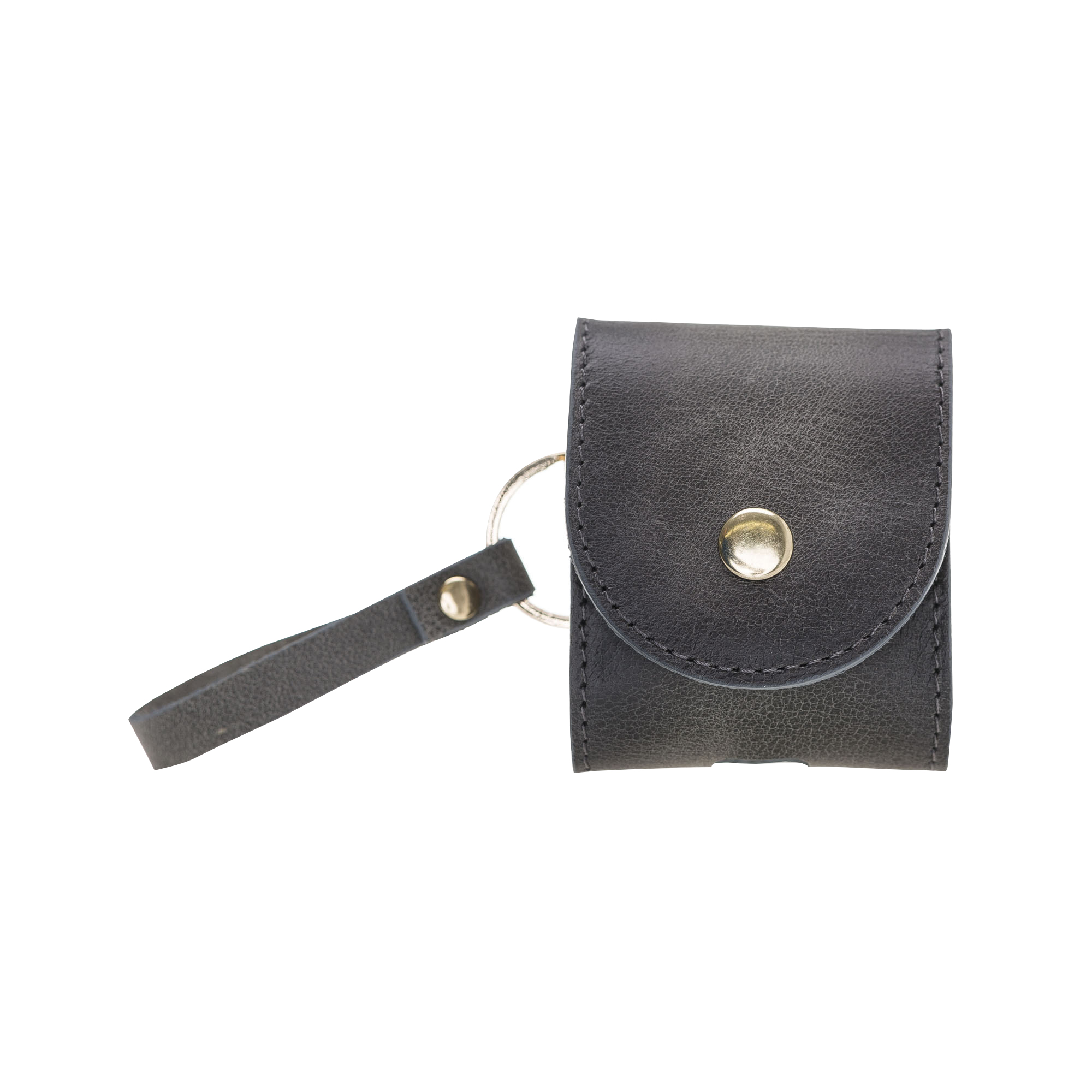 Apple Ai̇rpods 2.Nesi̇l Uyumlu Deri̇ Kılıf Mai̇ Snap Tn18 Gri̇