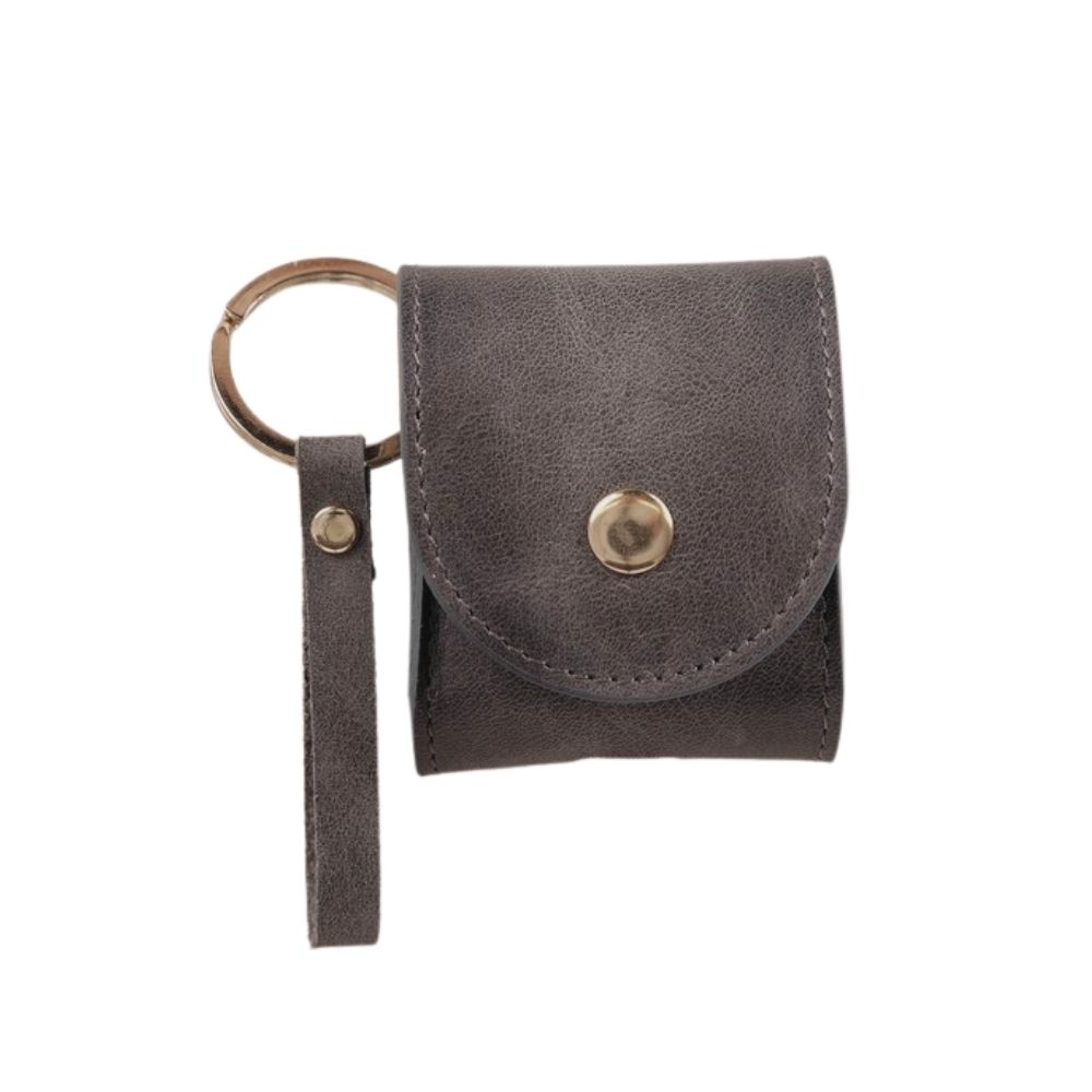 Apple Ai̇rpods 2.Nesi̇l Uyumlu Deri̇ Kılıf Mai̇ Snap Vs05 Gri̇