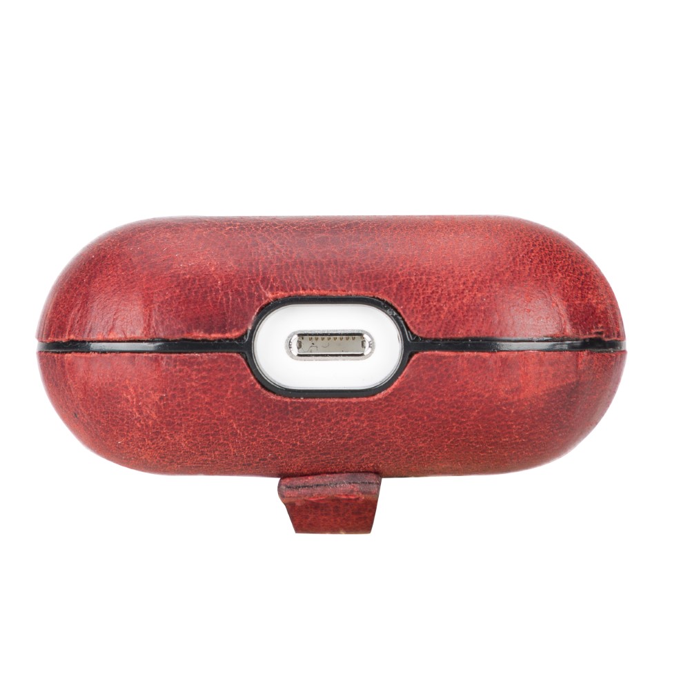 Apple Ai̇rpods 3.Nesi̇l Uyumlu Deri̇ Kılıf Juni̇ Aa4 Kırmızı