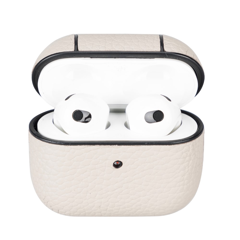 Apple Ai̇rpods 3.Nesi̇l Uyumlu Deri̇ Kılıf Juni̇ Erc3 Bej