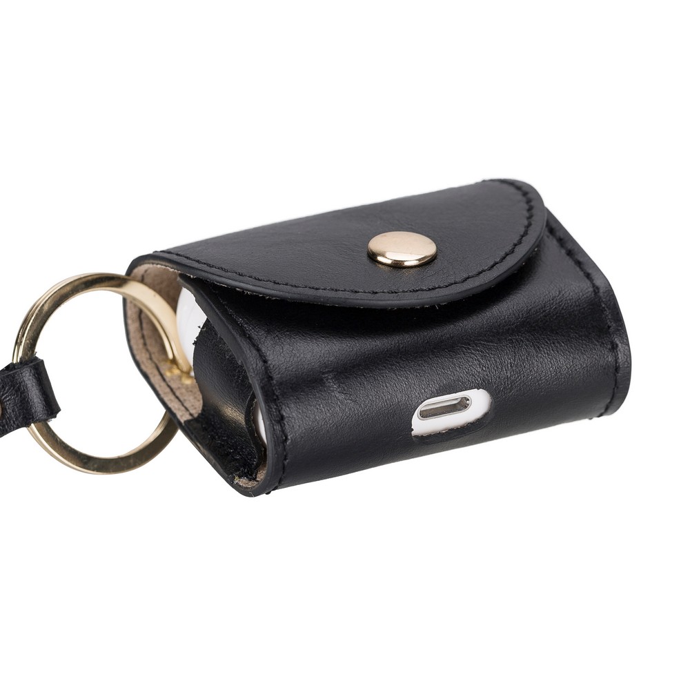 Apple Ai̇rpods 3.Nesi̇l Uyumlu Deri̇ Kılıf Mai̇ Snap Rst1 Si̇yah