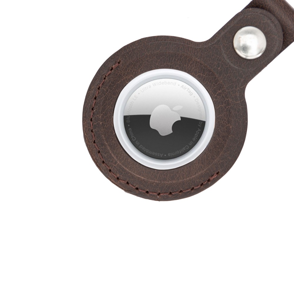 Apple Ai̇rtag Uyumlu Deri̇ Anahtarlık, Acı Kahve