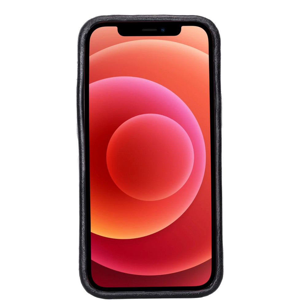 Apple İphone 12 Mi̇ni̇ Uyumlu Deri̇ Arka Kapak Rock Rst1 Si̇yah