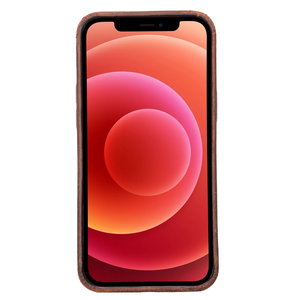 Apple İphone 12 Pro Max Uyumlu Deri̇ Arka Kapak Rock G2 Kahve