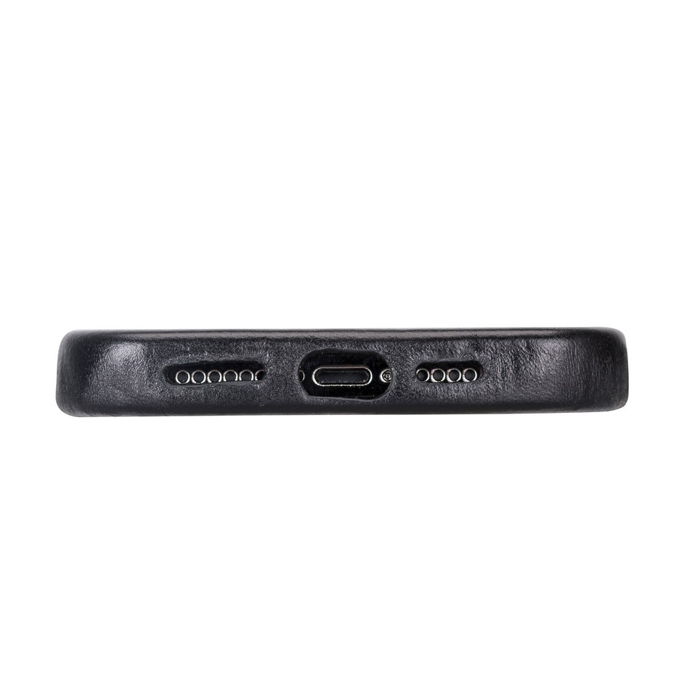 Apple İphone 12 Pro Max Uyumlu Deri̇ Arka Kapak Rock Rst1 Si̇yah