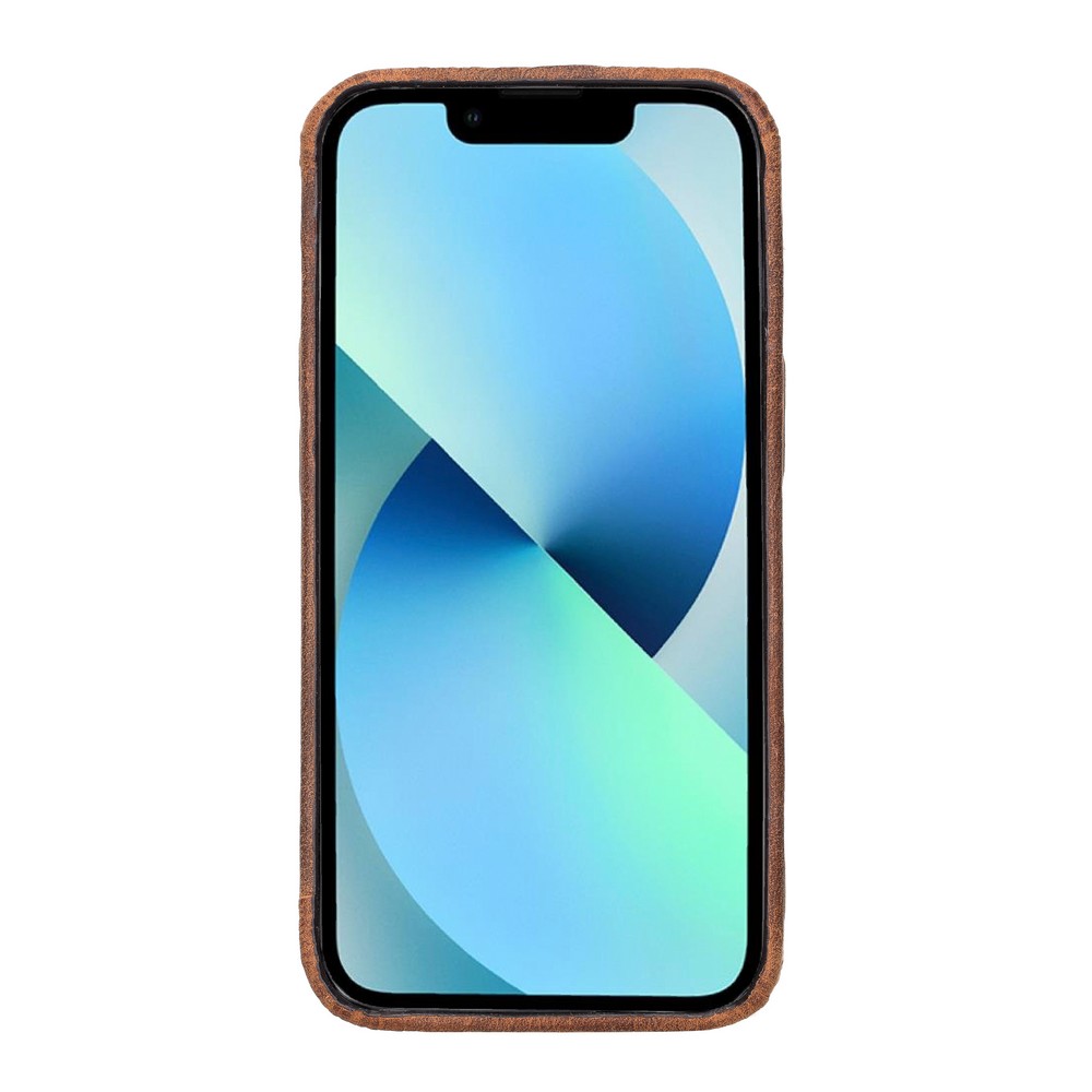 Apple İphone 13 Mi̇ni̇ Uyumlu Deri̇ Arka Kapak Rock G2 Kahverengi̇
