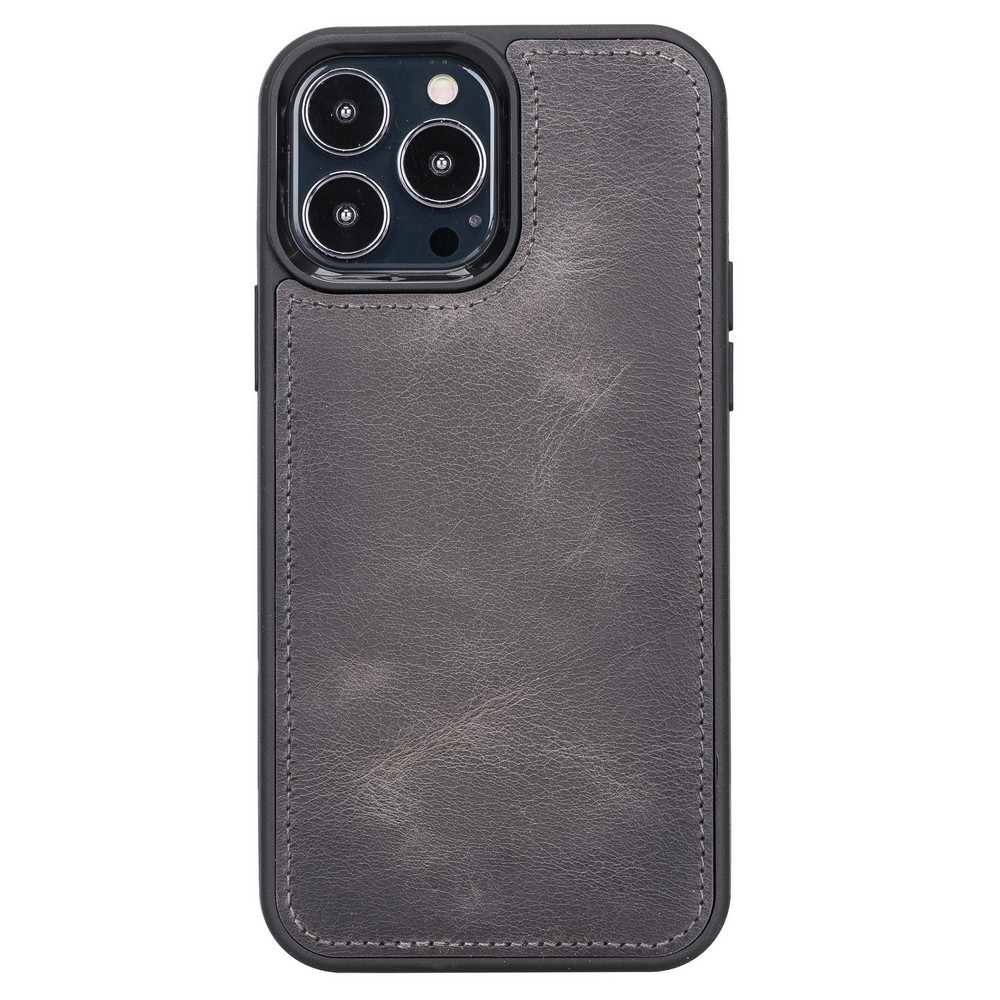 Apple İphone 13 Pro Max Uyumlu Deri̇ Arka Kapak Anti̇k Gri̇