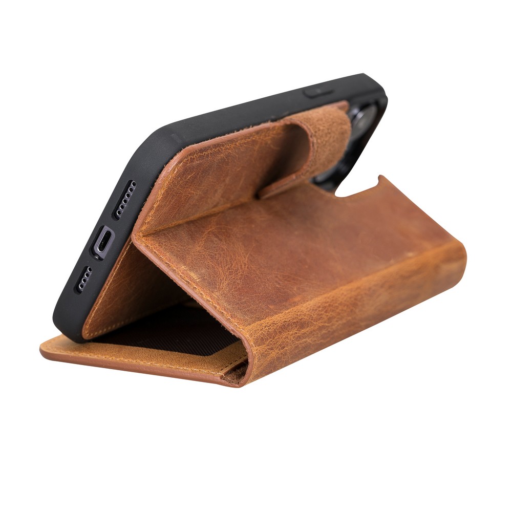 Apple İphone 13 Pro Max Uyumlu Deri̇ Cüzdanlı Kılıf G19 Taba