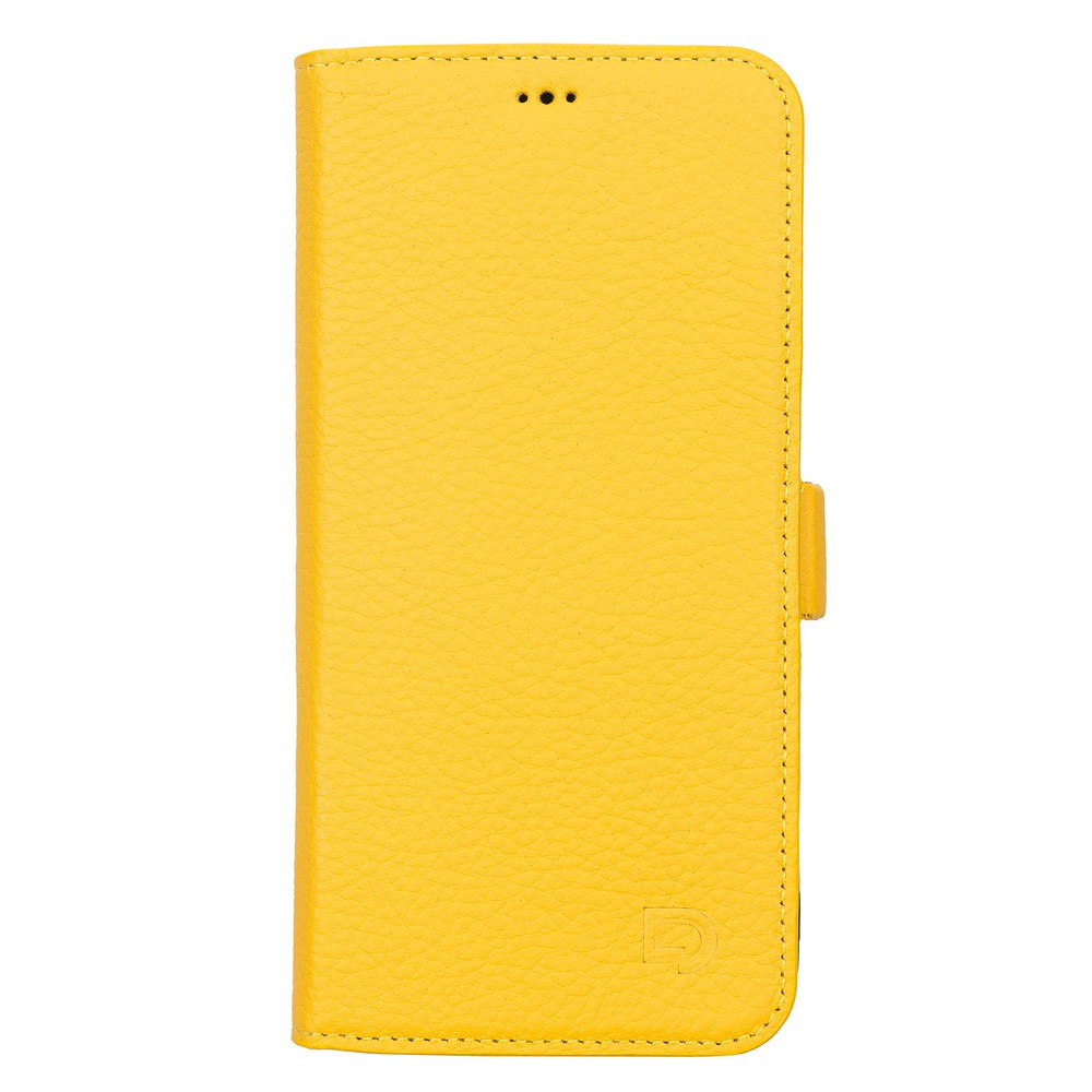 Apple İphone 13 Pro Max Uyumlu Deri̇ Cüzdanlı Kılıf Li̇mon Sarı