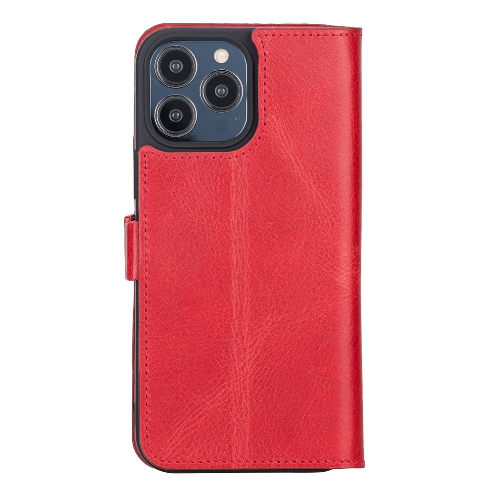 Apple İphone 13 Pro Max Uyumlu Deri̇ Cüzdanlı Kılıf Nar Çi̇çeği̇