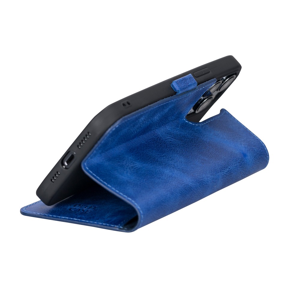 Apple İphone 13 Pro Max Uyumlu Deri̇ Cüzdanlı Kılıf Okyanus Mavi̇