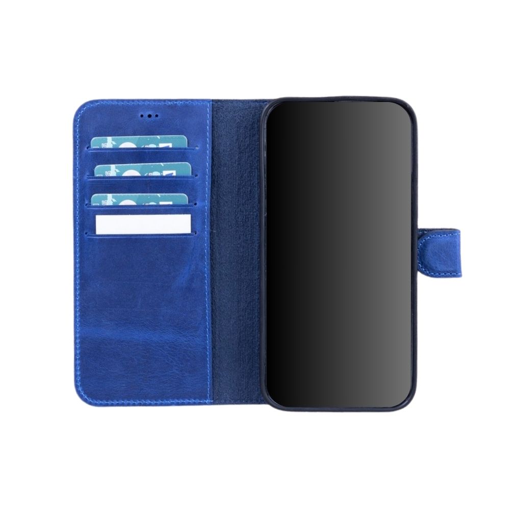 Apple İphone 13 Pro Uyumlu Deri̇ Cüzdanlı Kılıf Laci̇vert