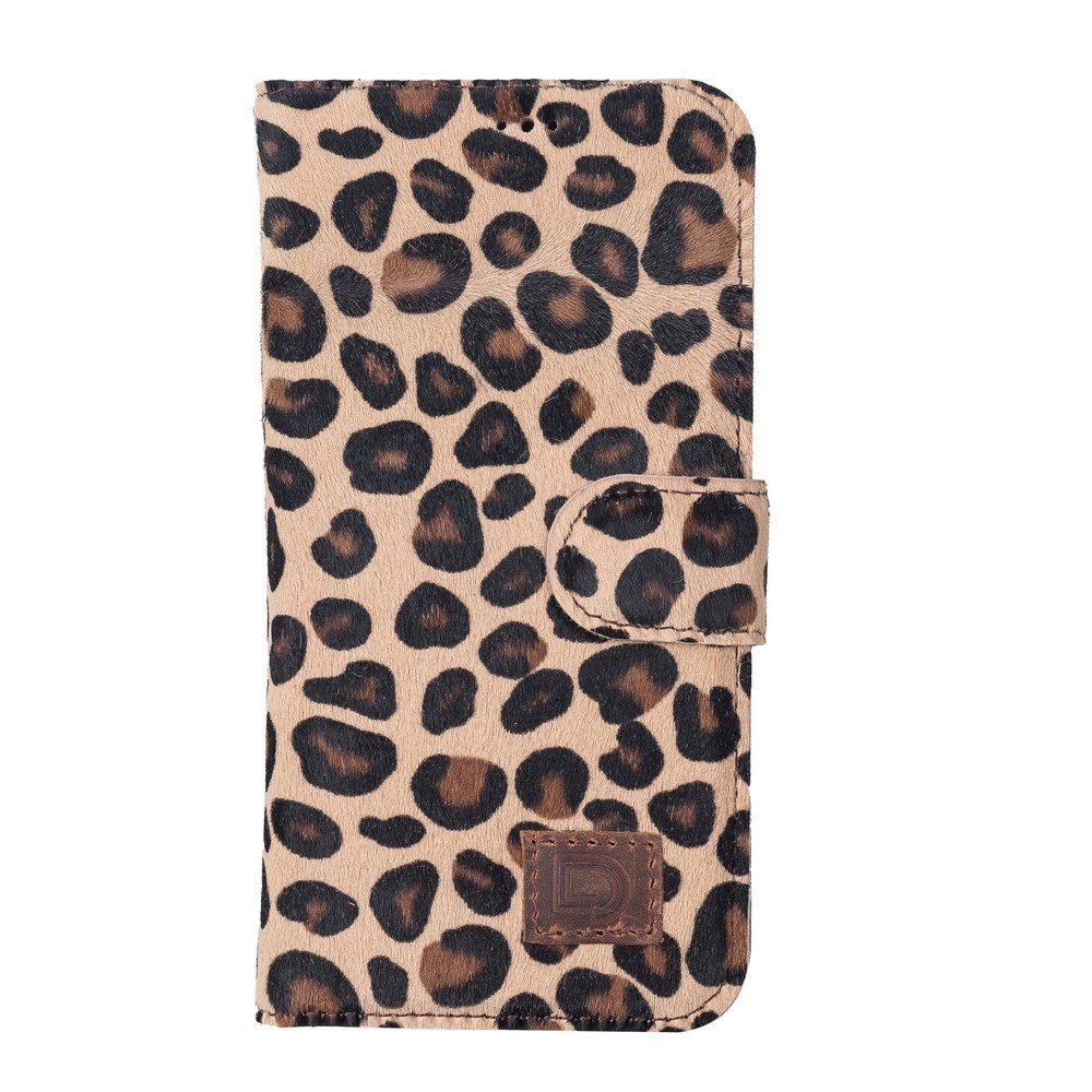 Apple İphone 13 Pro Uyumlu Deri̇ Cüzdanlı Kılıf Leopar Desen