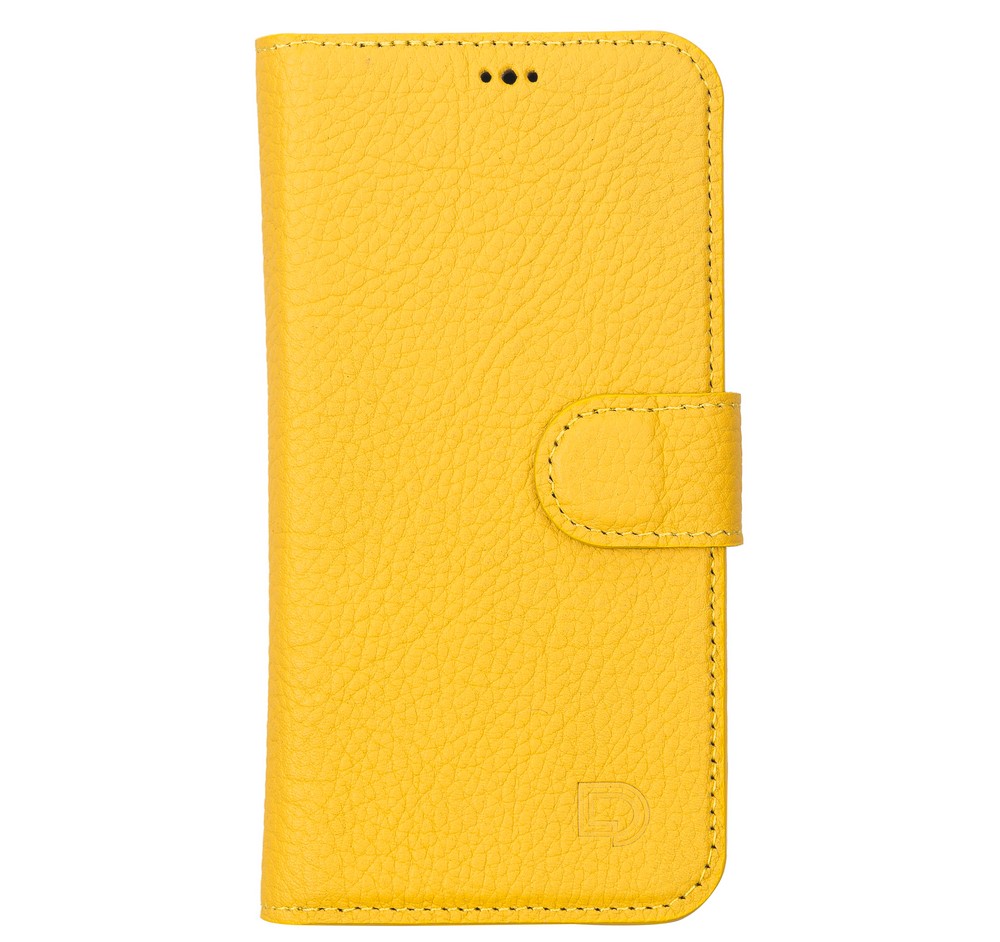 Apple İphone 13 Pro Uyumlu Deri̇ Cüzdanlı Kılıf Li̇mon Sarı